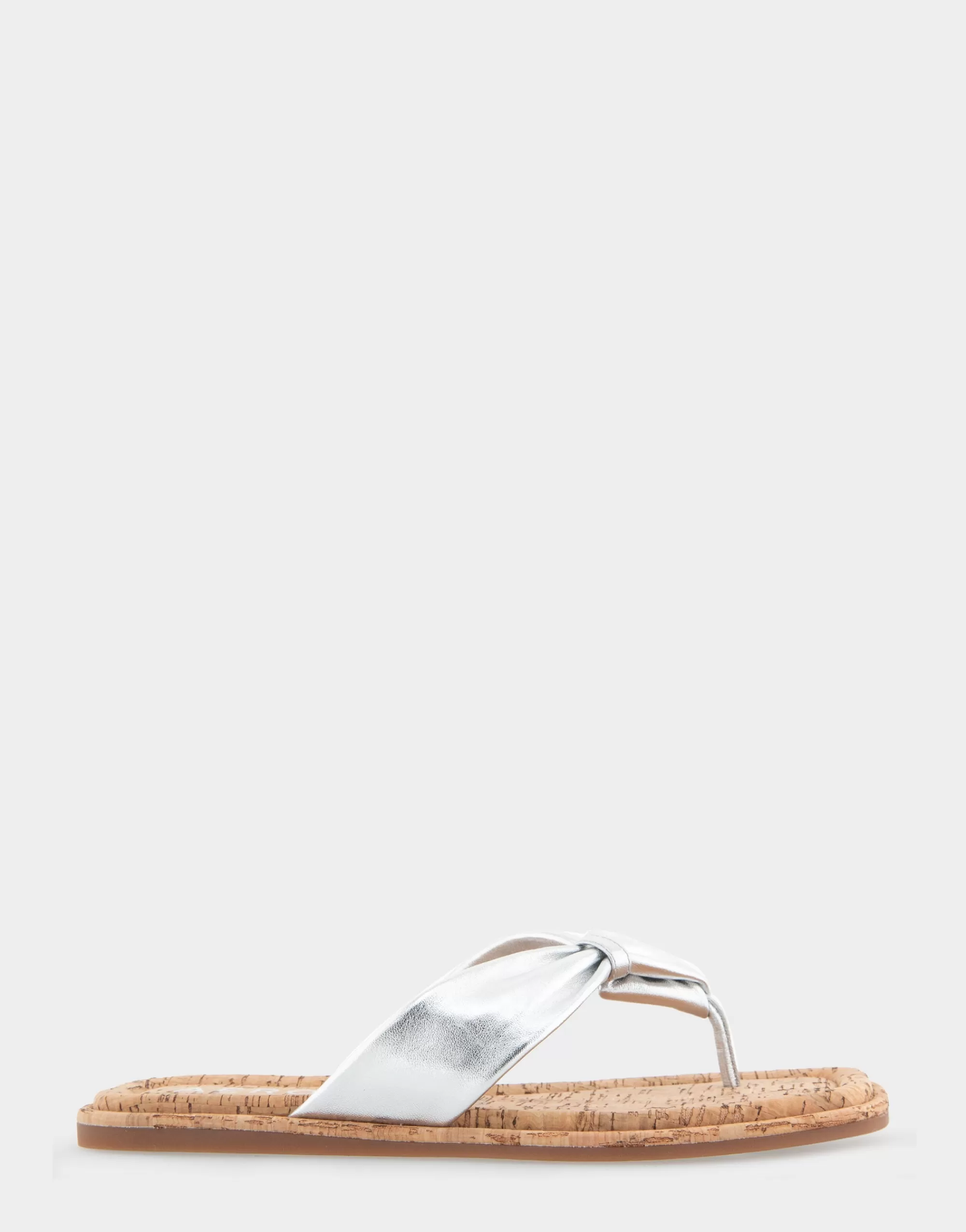Aerosoles Flats*Comfortable Women's Knotted Thong Sandal in Silver Metallic Leather