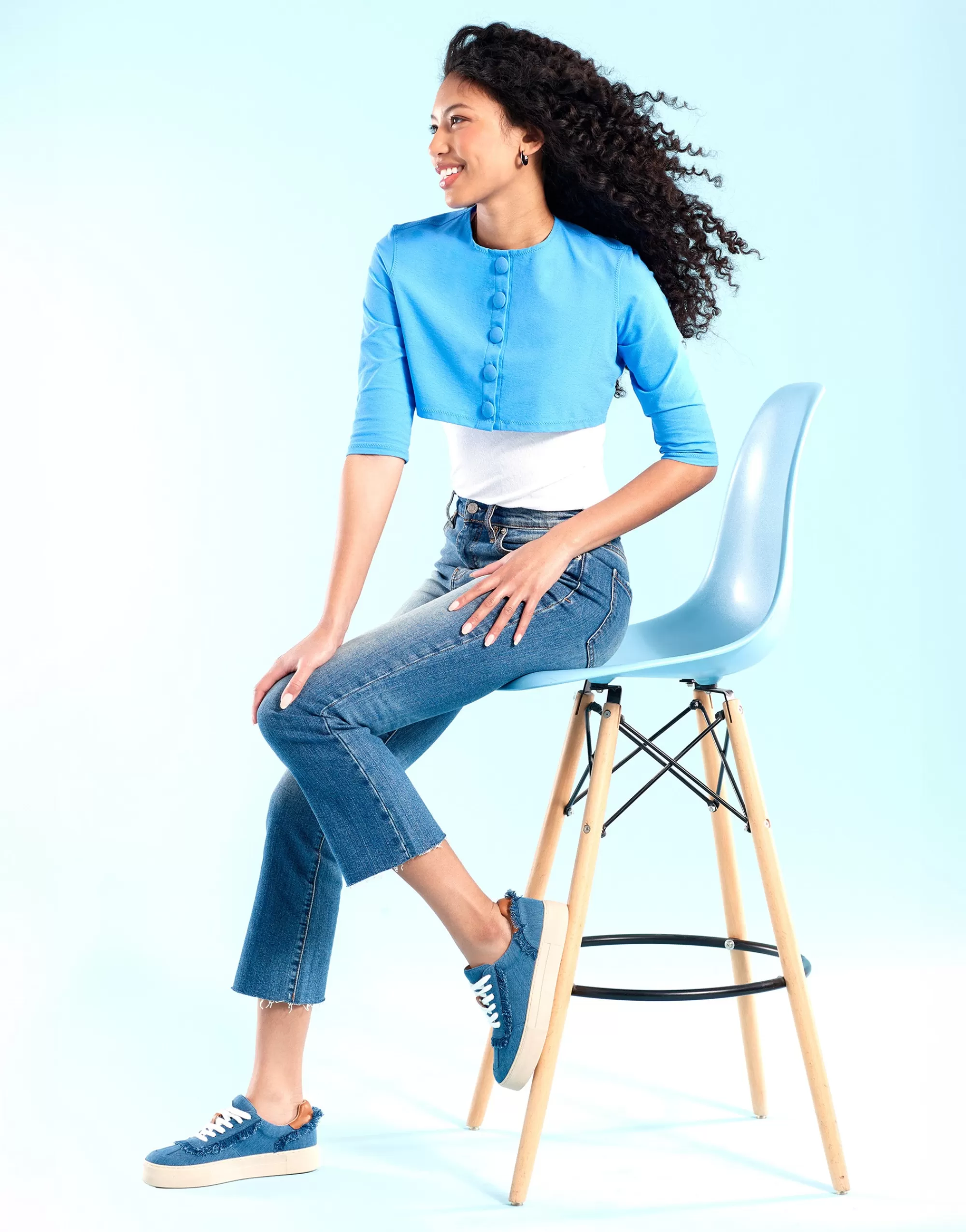 Aerosoles Flatforms | Wedges*Comfortable Women's Lace Up Hidden Wedge Sneaker in Denim Fabric Denim Fabric