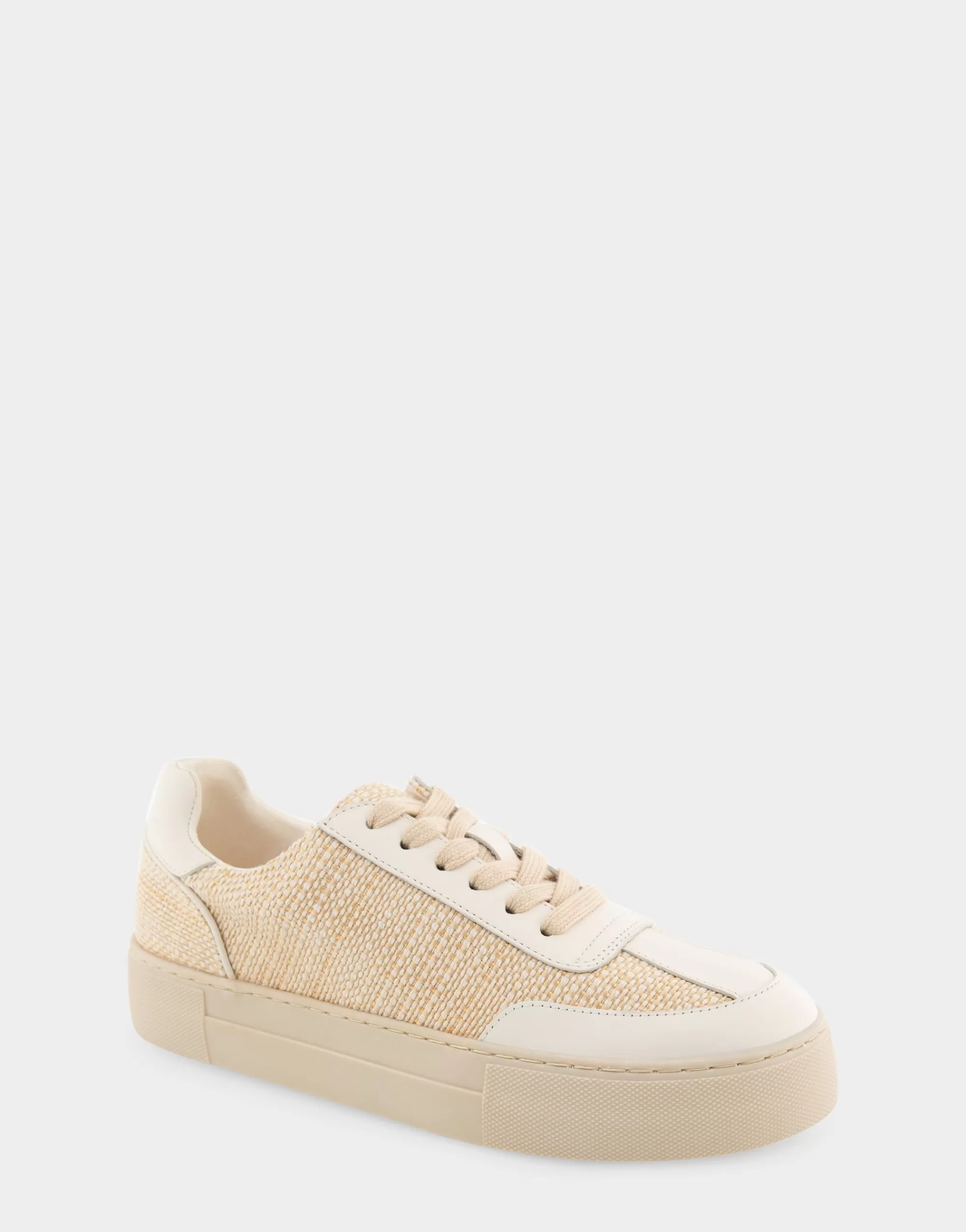 Aerosoles Flatforms | Wedges*Comfortable Women's Lace Up Hidden Wedge Sneaker in Sand Raffia Combo Raffia Fabric