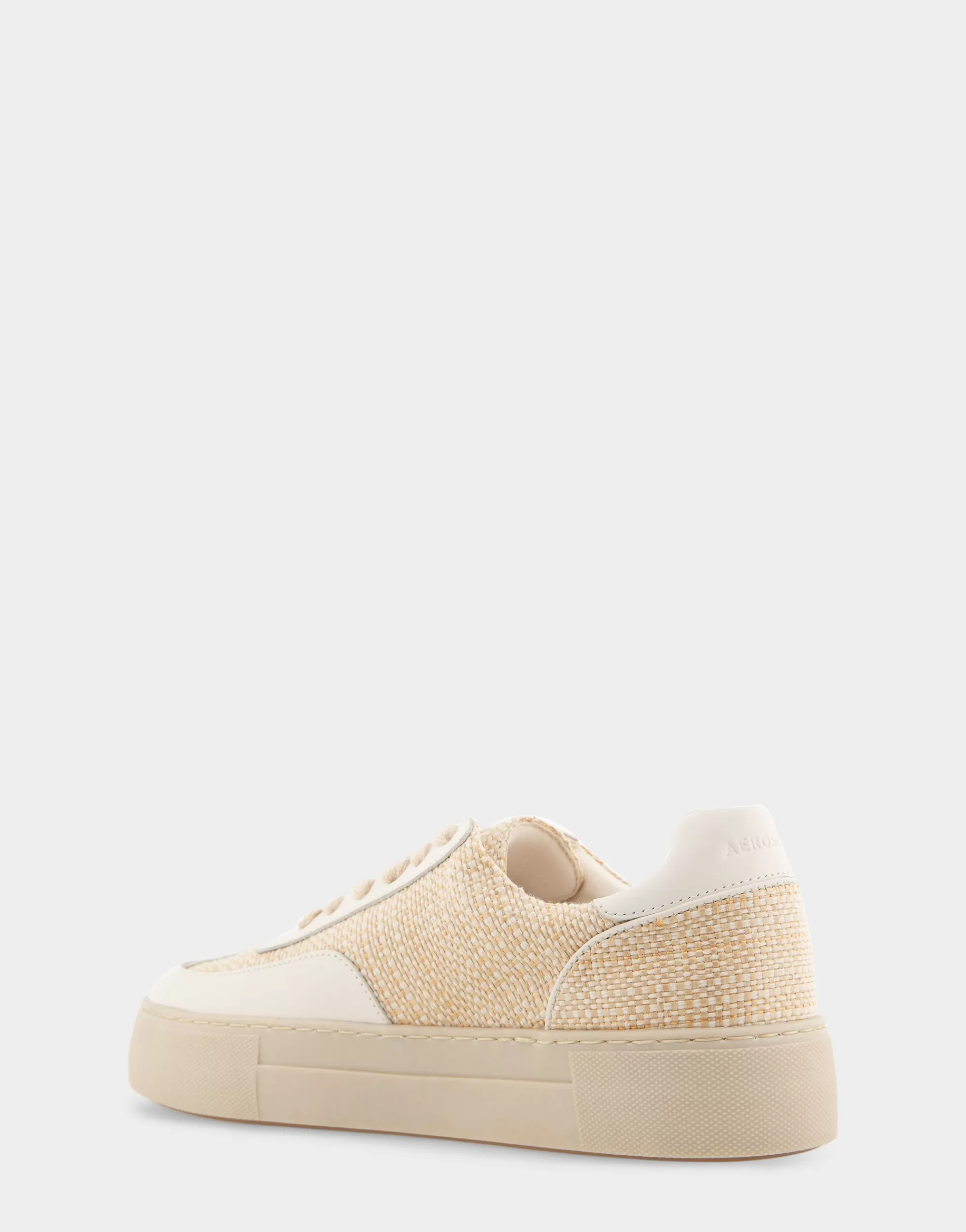 Aerosoles Flatforms | Wedges*Comfortable Women's Lace Up Hidden Wedge Sneaker in Sand Raffia Combo Raffia Fabric