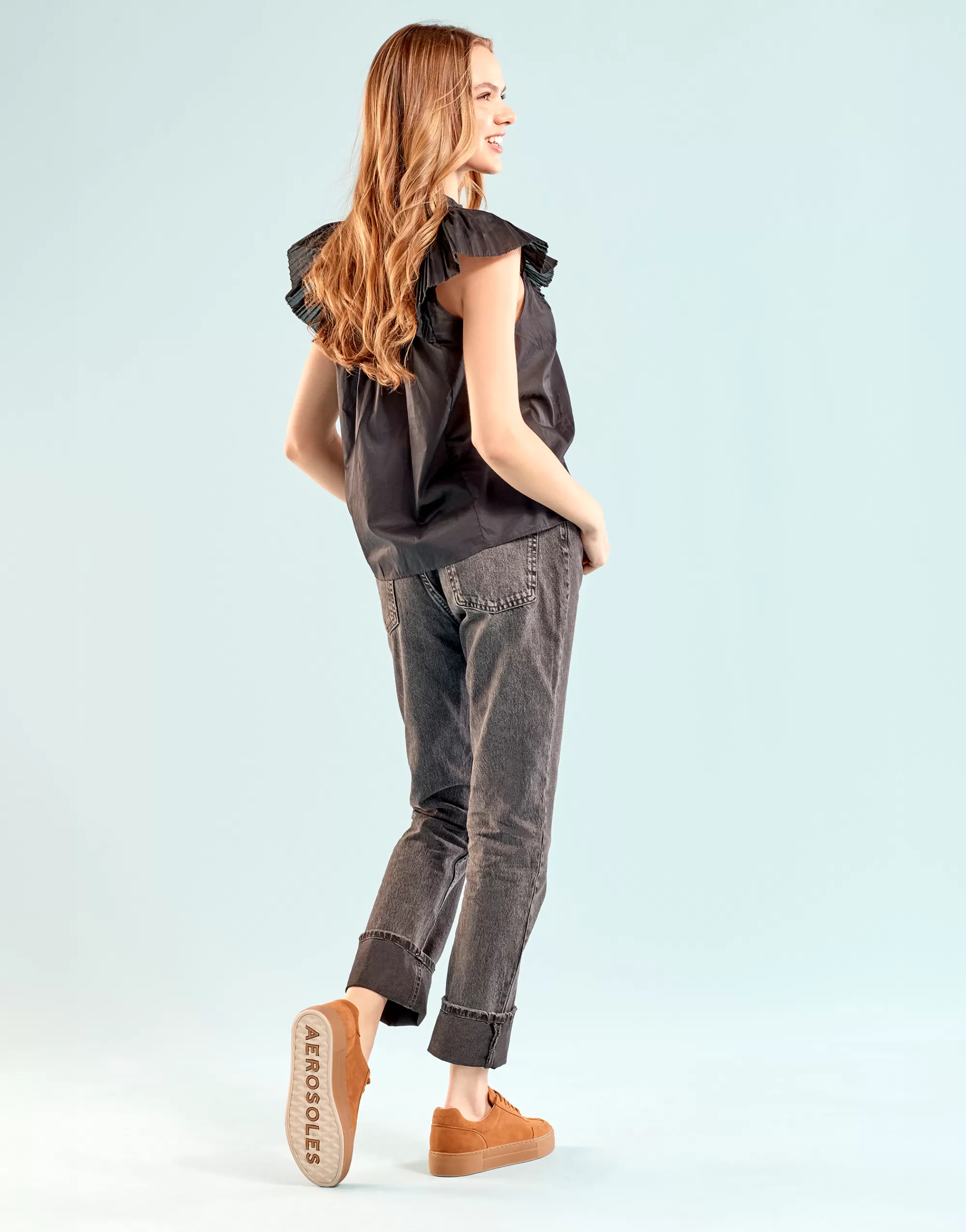 Aerosoles Flatforms | Wedges*Comfortable Women's Lace Up Hidden Wedge Sneaker in Tan Suede