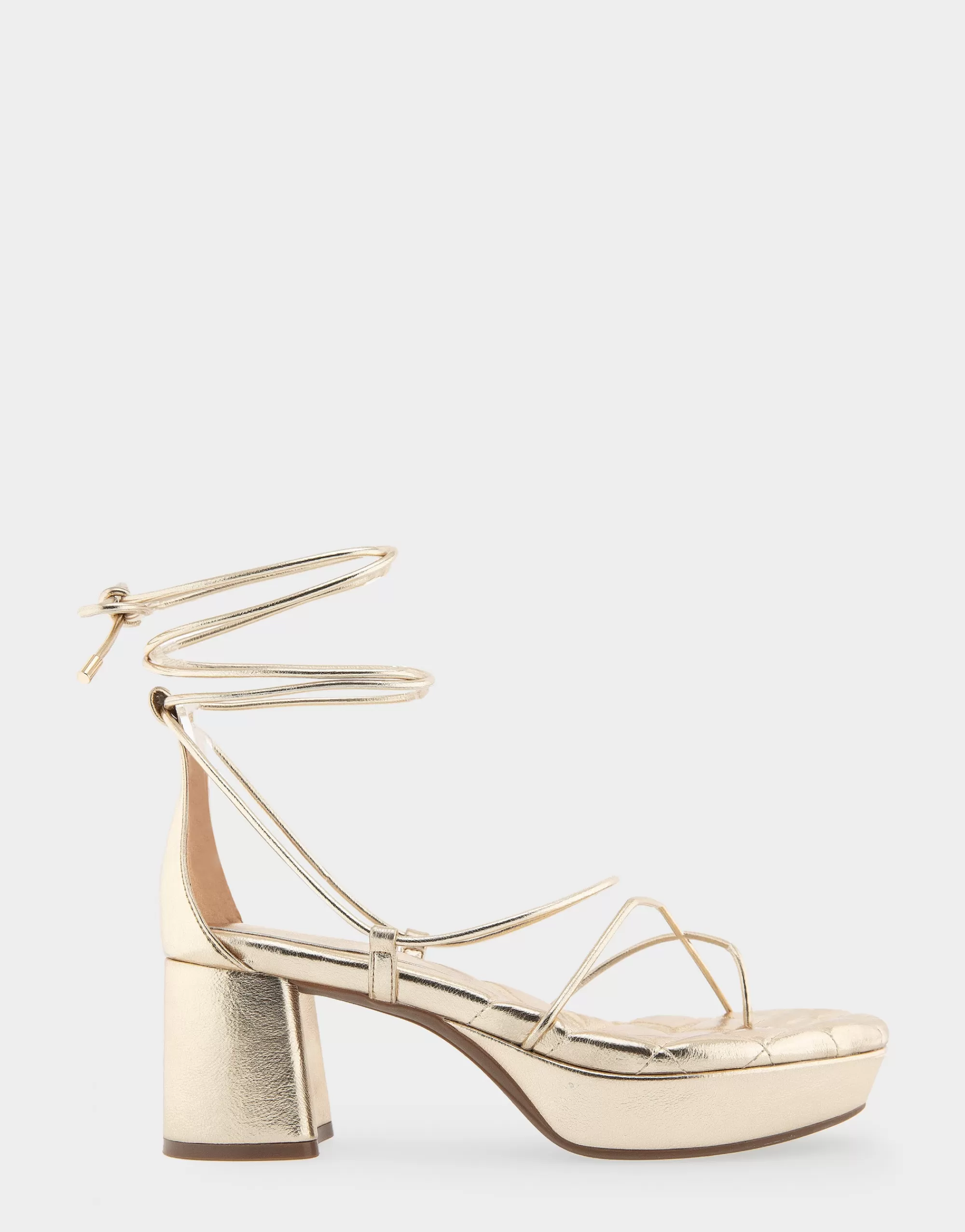 Aerosoles Platforms*Comfortable Women's Lace Up Platform Sandal in Soft Gold Faux Leather