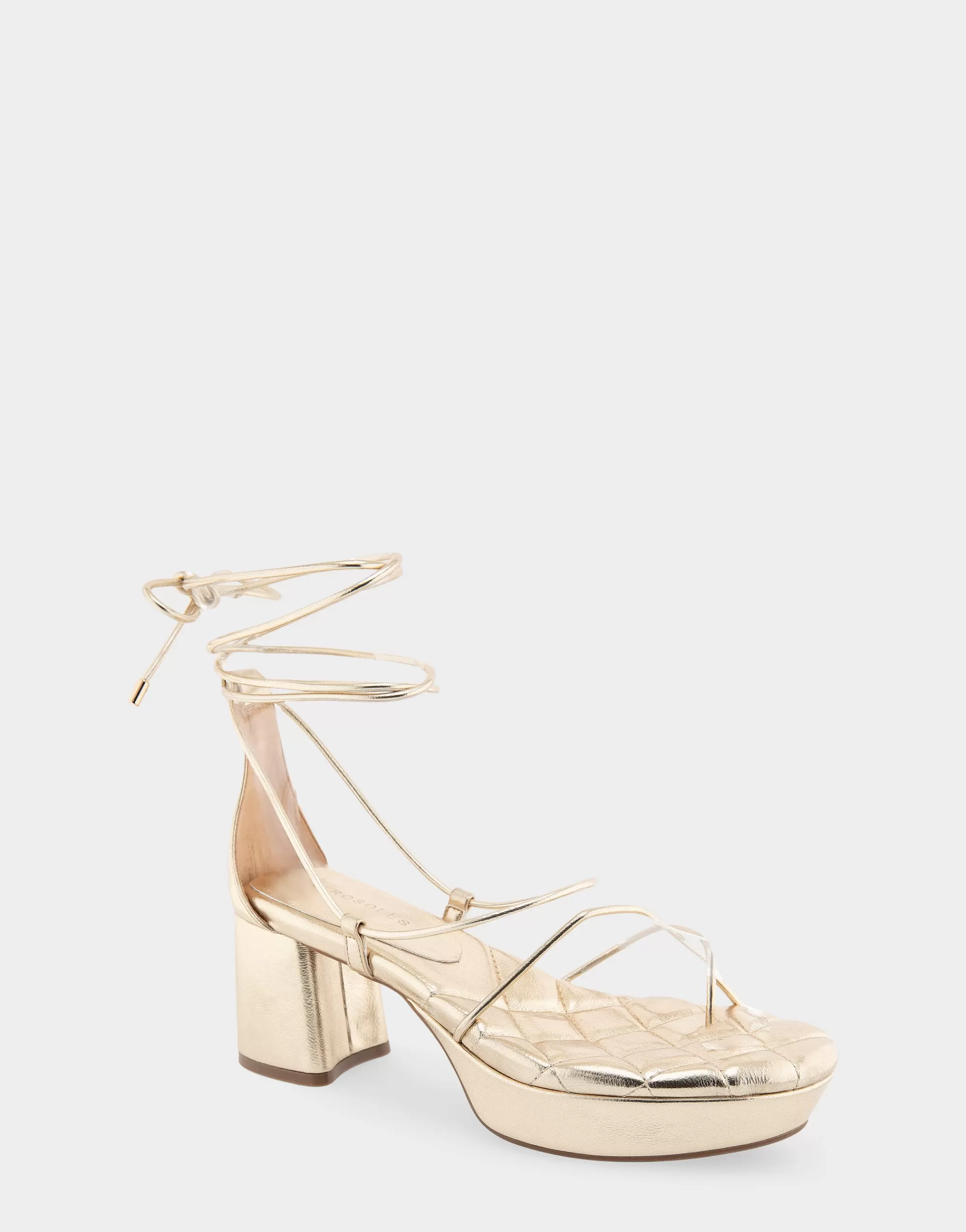 Aerosoles Platforms*Comfortable Women's Lace Up Platform Sandal in Soft Gold Faux Leather