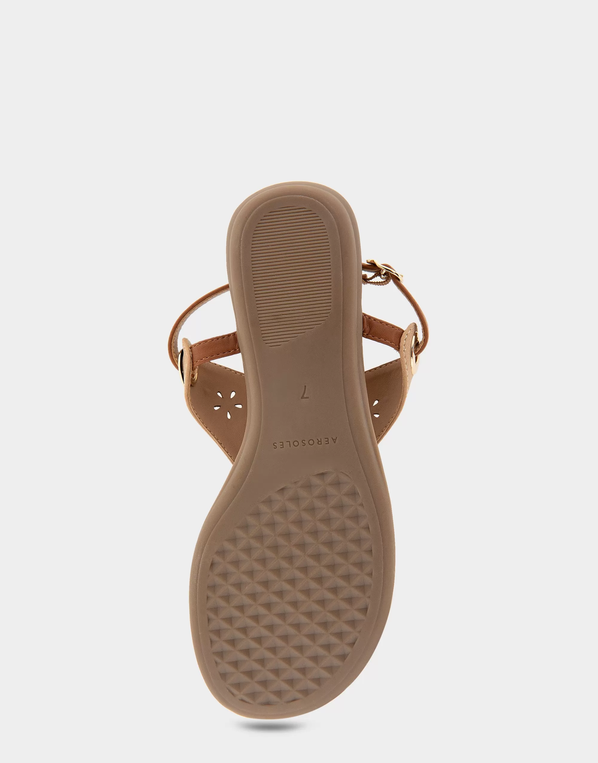 Aerosoles Flats*Comfortable Women's Laser Cut Slingback Thong Sandal in Doe Faux Leather Faux Suede