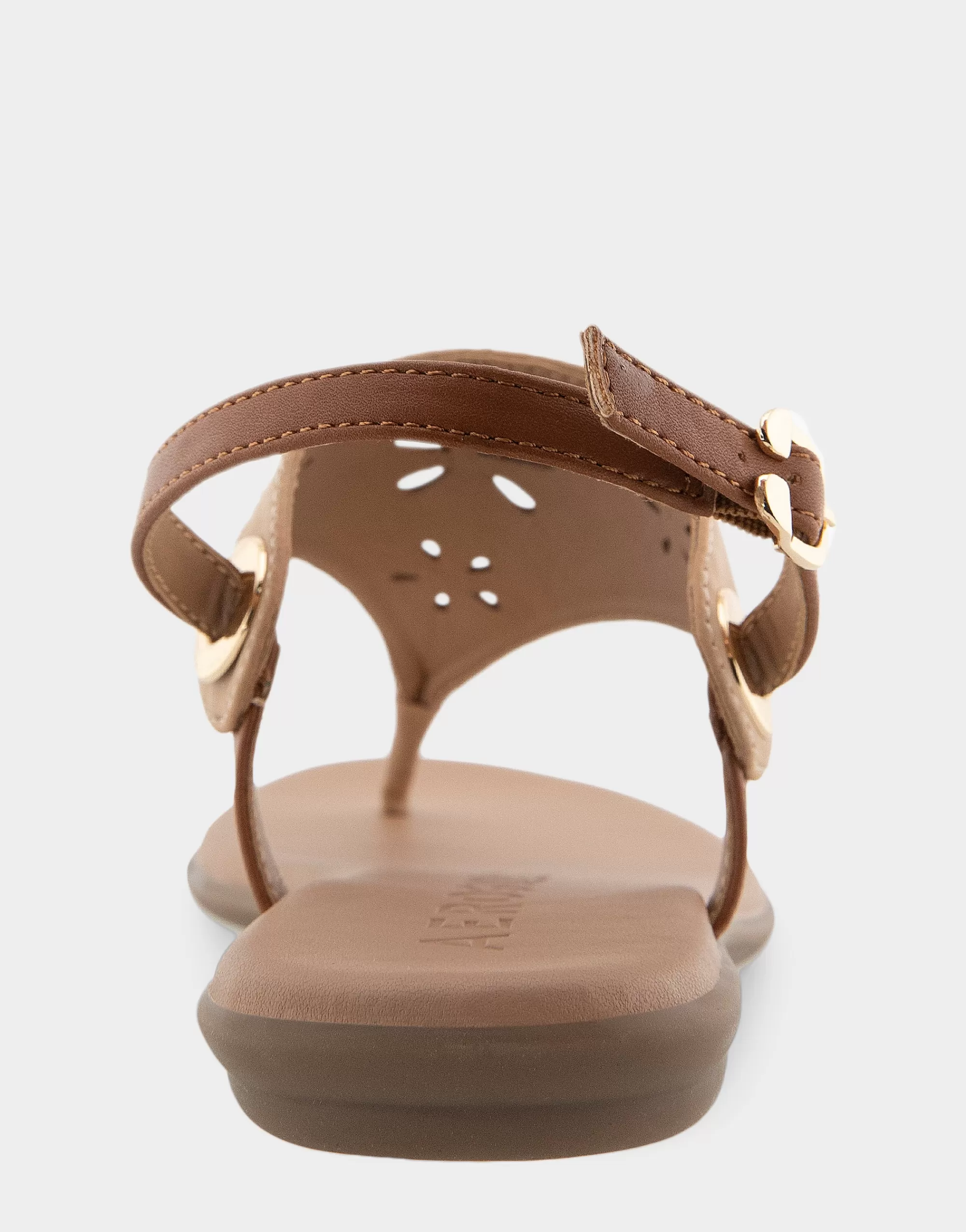 Aerosoles Flats*Comfortable Women's Laser Cut Slingback Thong Sandal in Doe Faux Leather Faux Suede