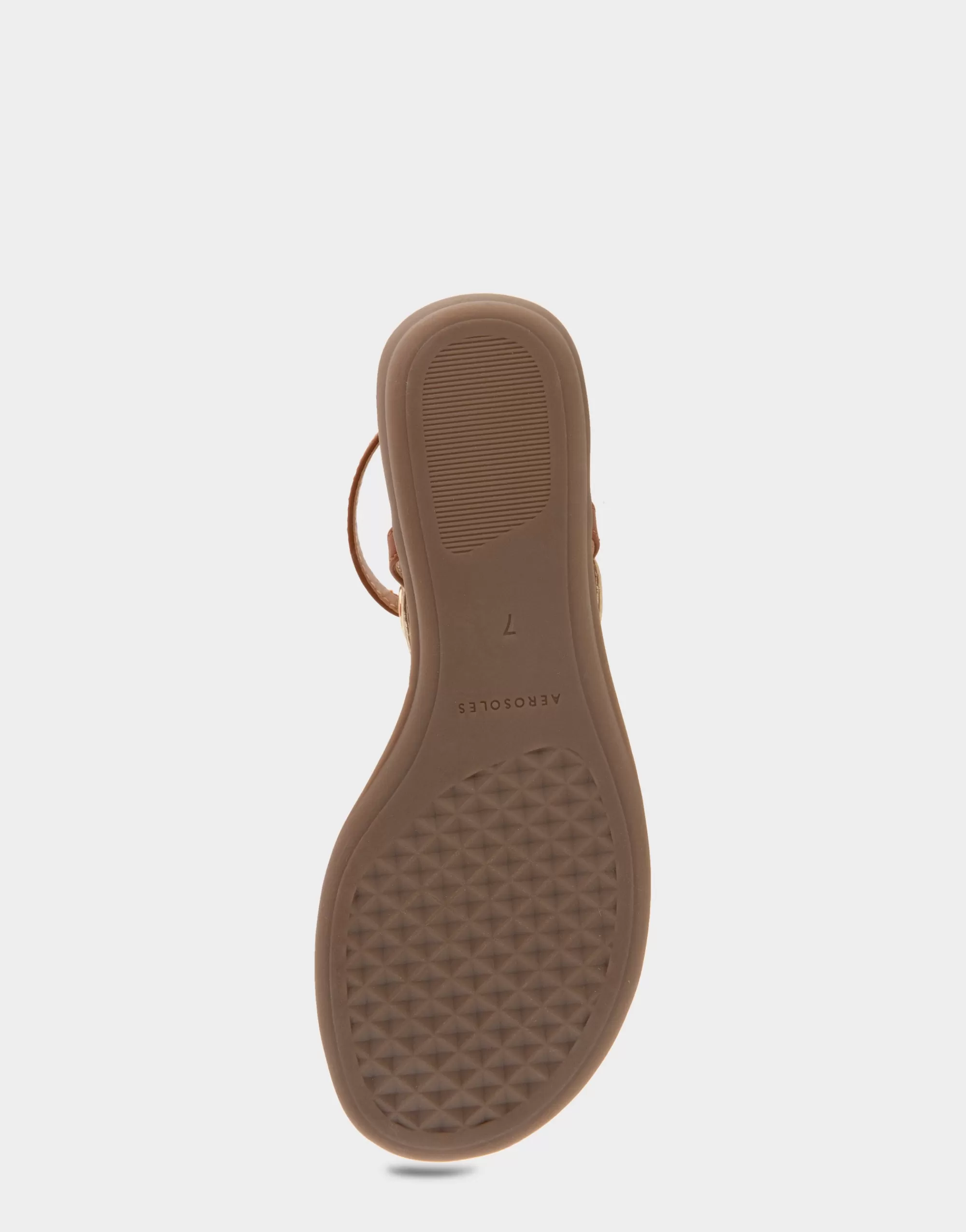 Aerosoles Flats*Comfortable Women's Laser Cut Slingback Thong Sandal in Soft Gold Faux Leather