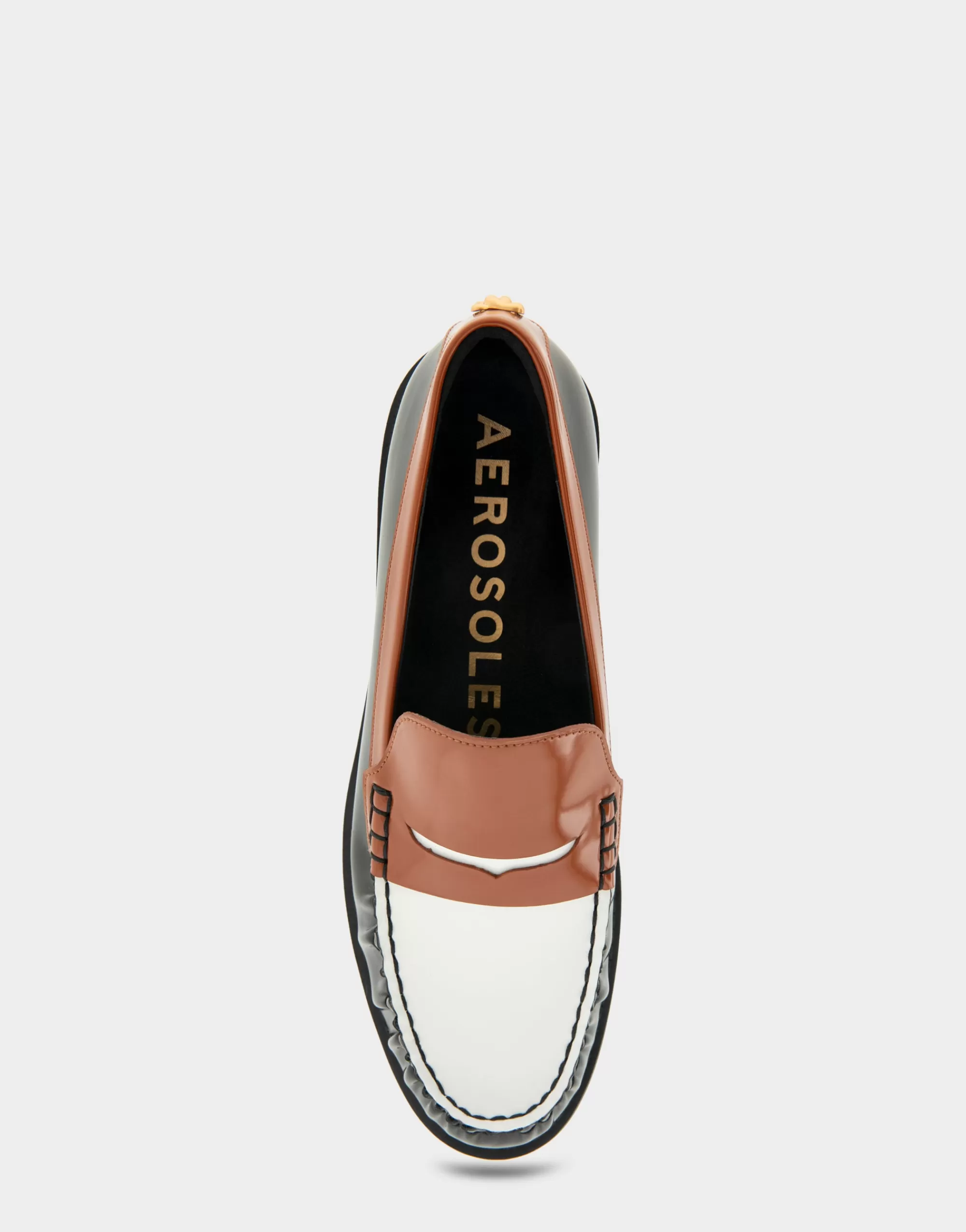 Aerosoles Wide Width Flats | Loafers*Comfortable Women's Lightweight Flexible Tailored Weejun Loafer in Black Combo Faux Leather Faux Leather