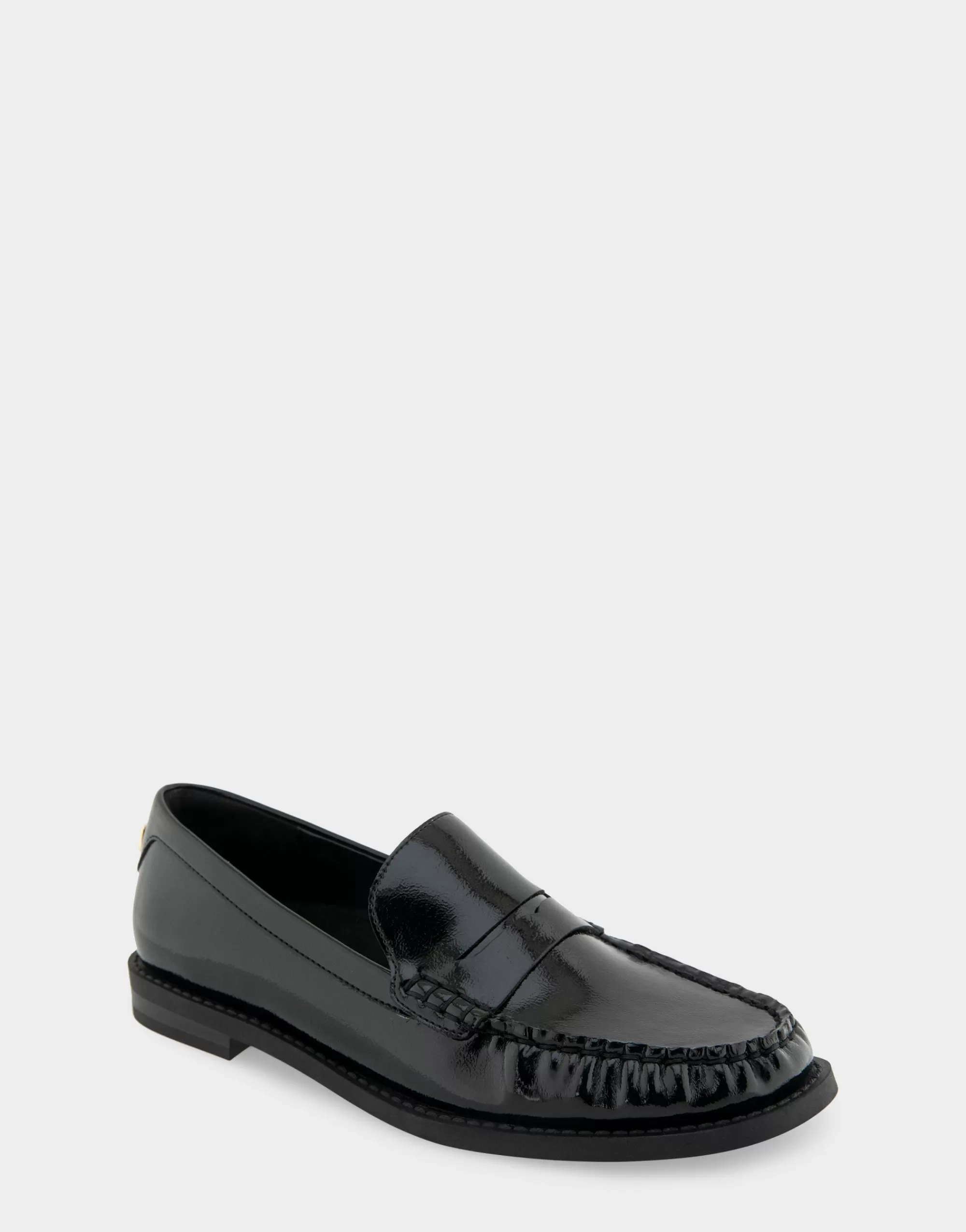 Aerosoles Wide Width Flats | Loafers*Comfortable Women's Lightweight Flexible Tailored Weejun Loafer in Black Crinkled Patent Faux Leather Patent Faux Leather