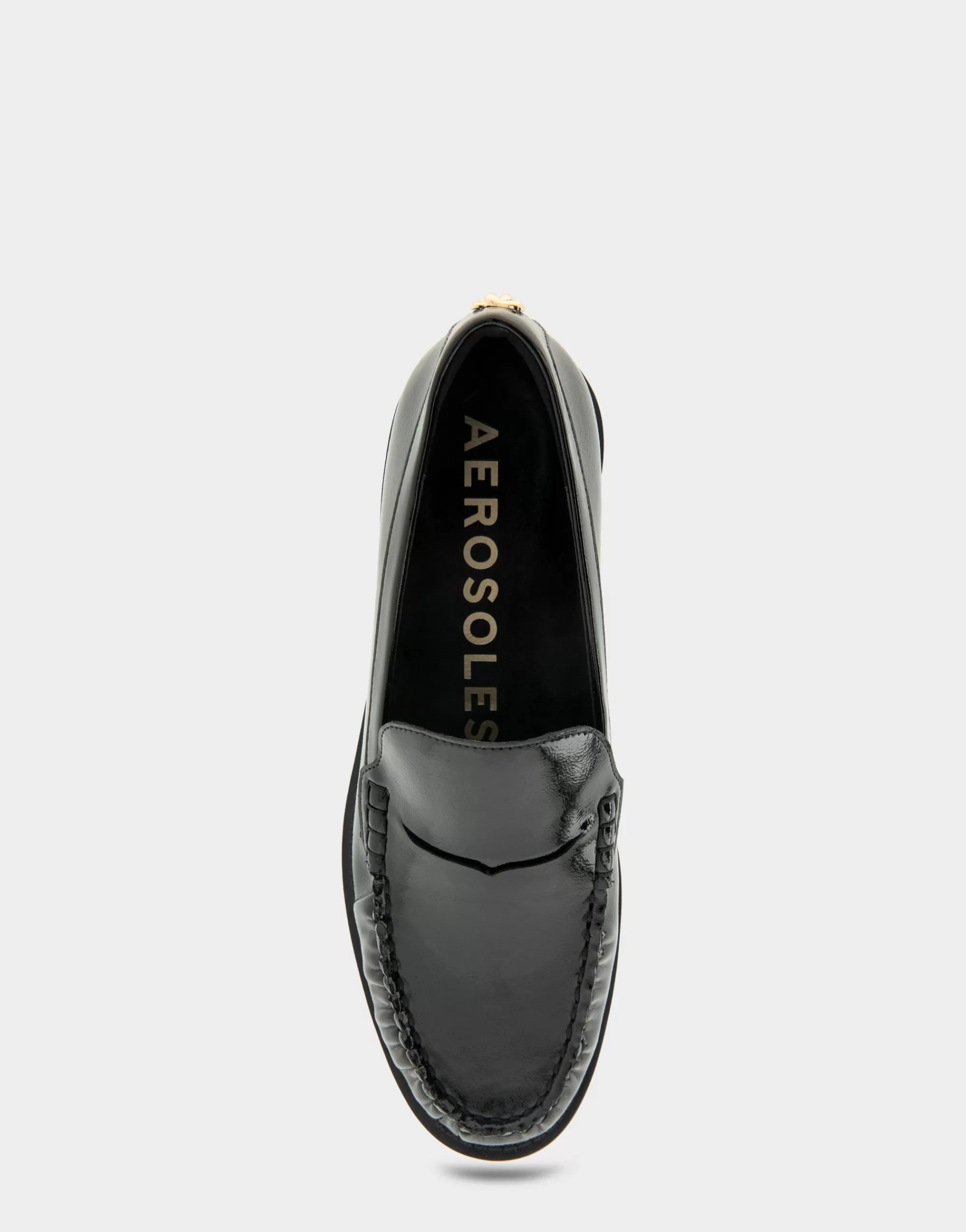 Aerosoles Wide Width Flats | Loafers*Comfortable Women's Lightweight Flexible Tailored Weejun Loafer in Black Crinkled Patent Faux Leather Patent Faux Leather