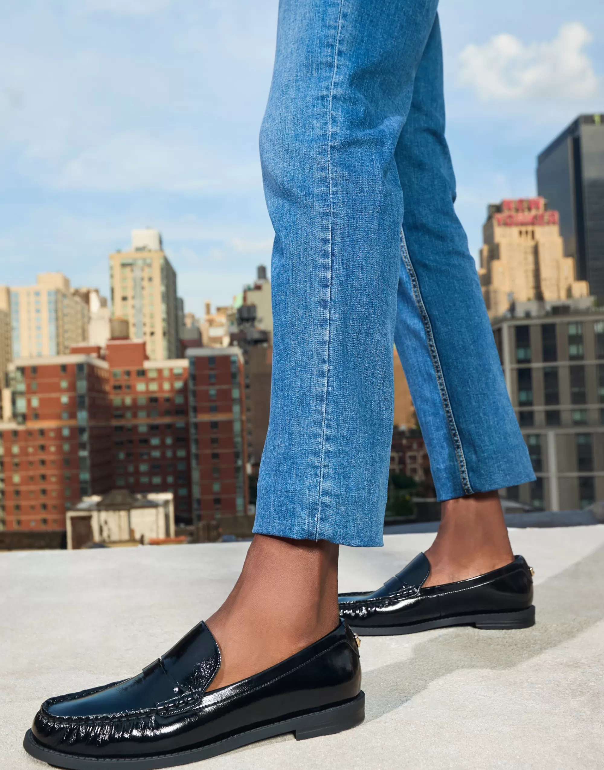 Aerosoles Wide Width Flats | Loafers*Comfortable Women's Lightweight Flexible Tailored Weejun Loafer in Black Crinkled Patent Faux Leather Patent Faux Leather