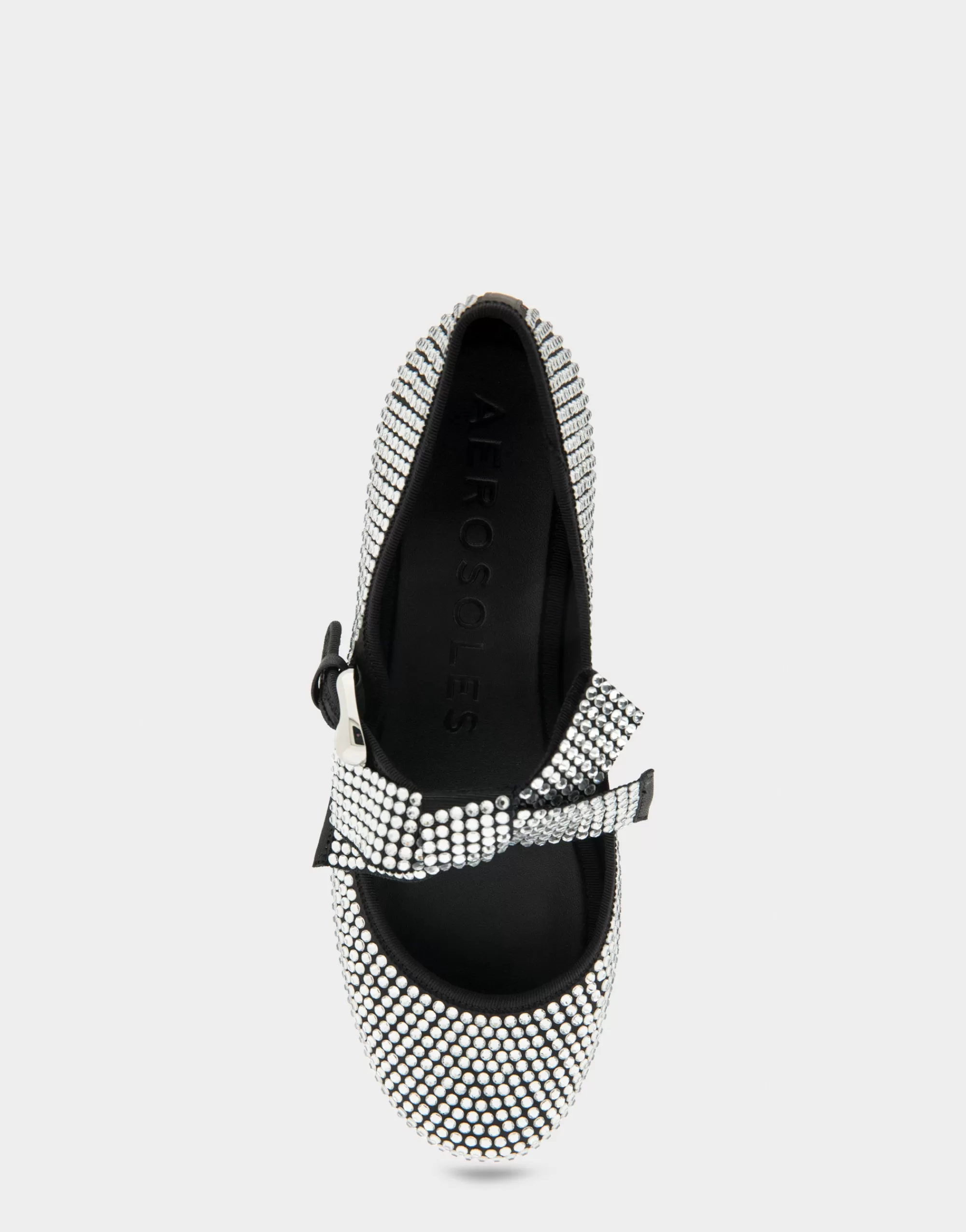 Aerosoles Wedges*Comfortable Women's Mary Jane Flat in Black Satin Crystal