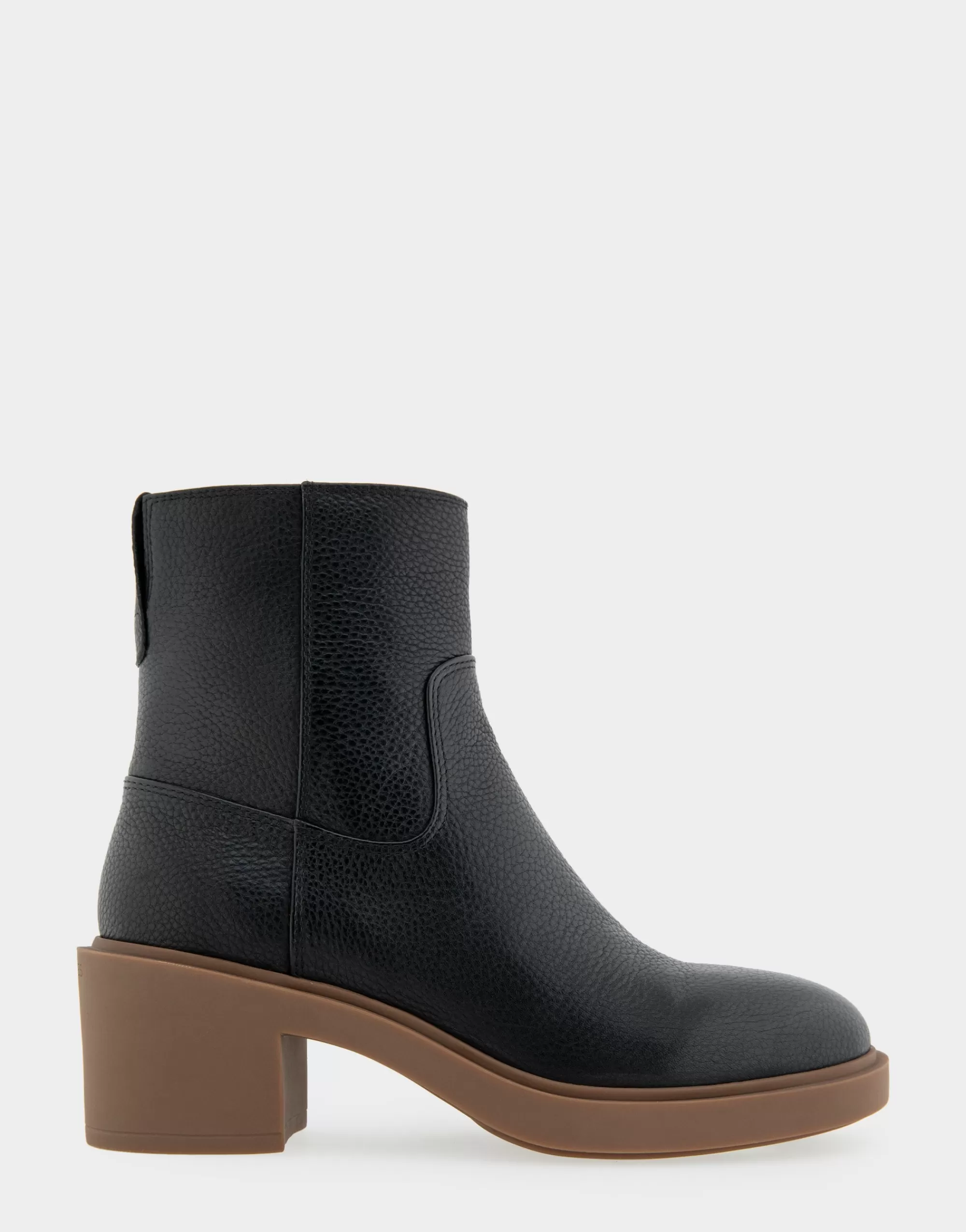 Aerosoles Ankle Boots*Comfortable Women's Molded Block Heel Bootie in Black Grainy Leather Leather