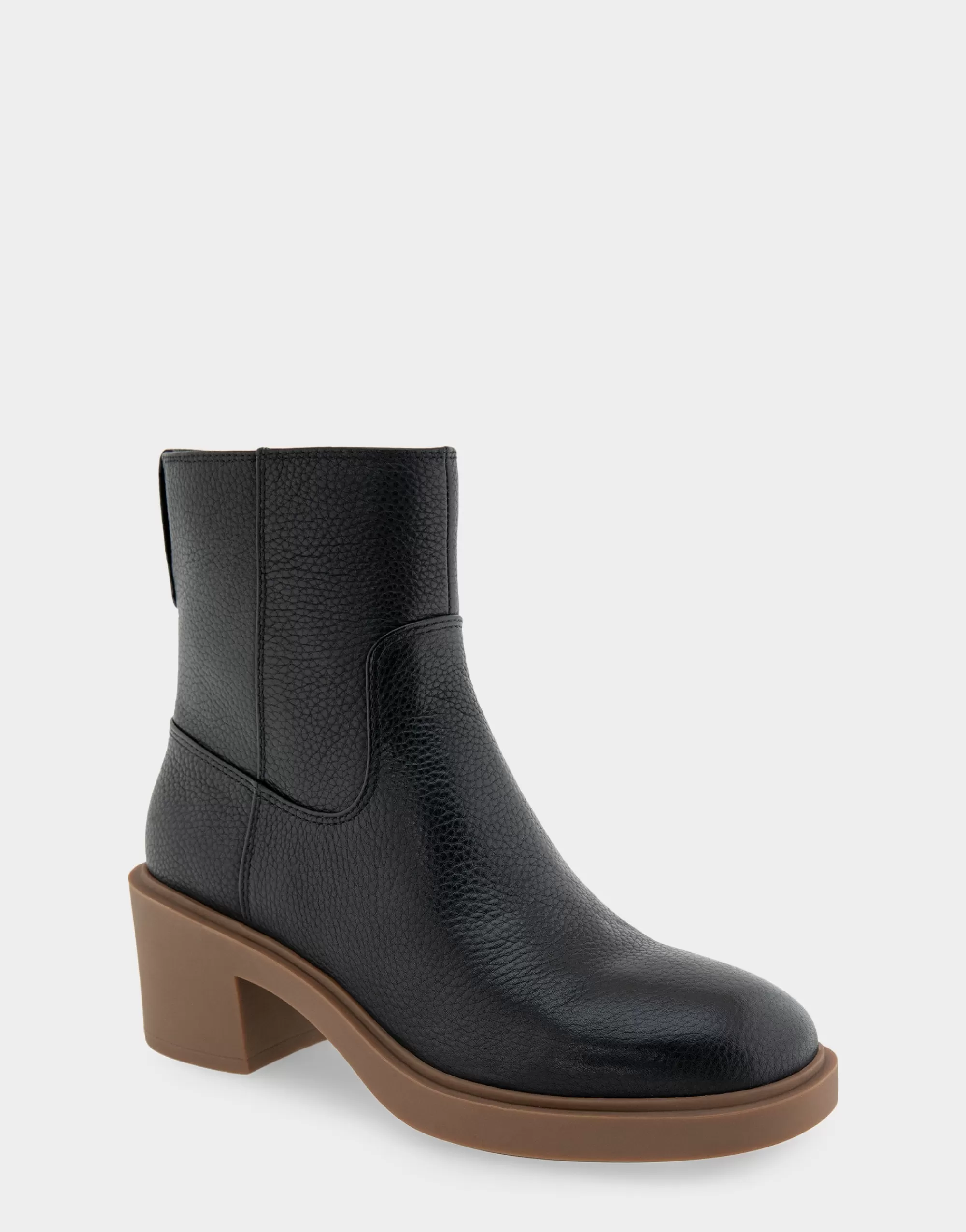 Aerosoles Ankle Boots*Comfortable Women's Molded Block Heel Bootie in Black Grainy Leather Leather