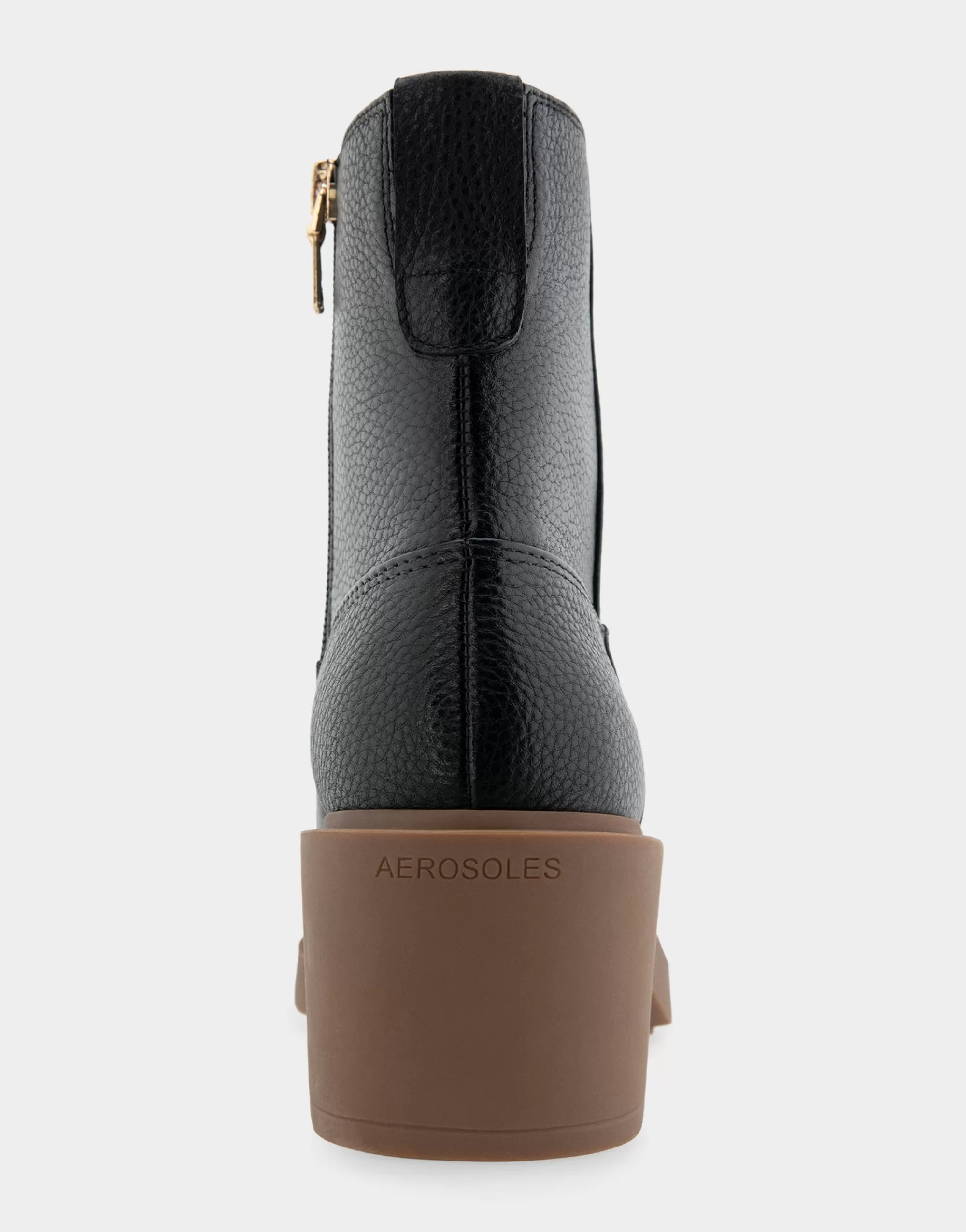 Aerosoles Ankle Boots*Comfortable Women's Molded Block Heel Bootie in Black Grainy Leather Leather