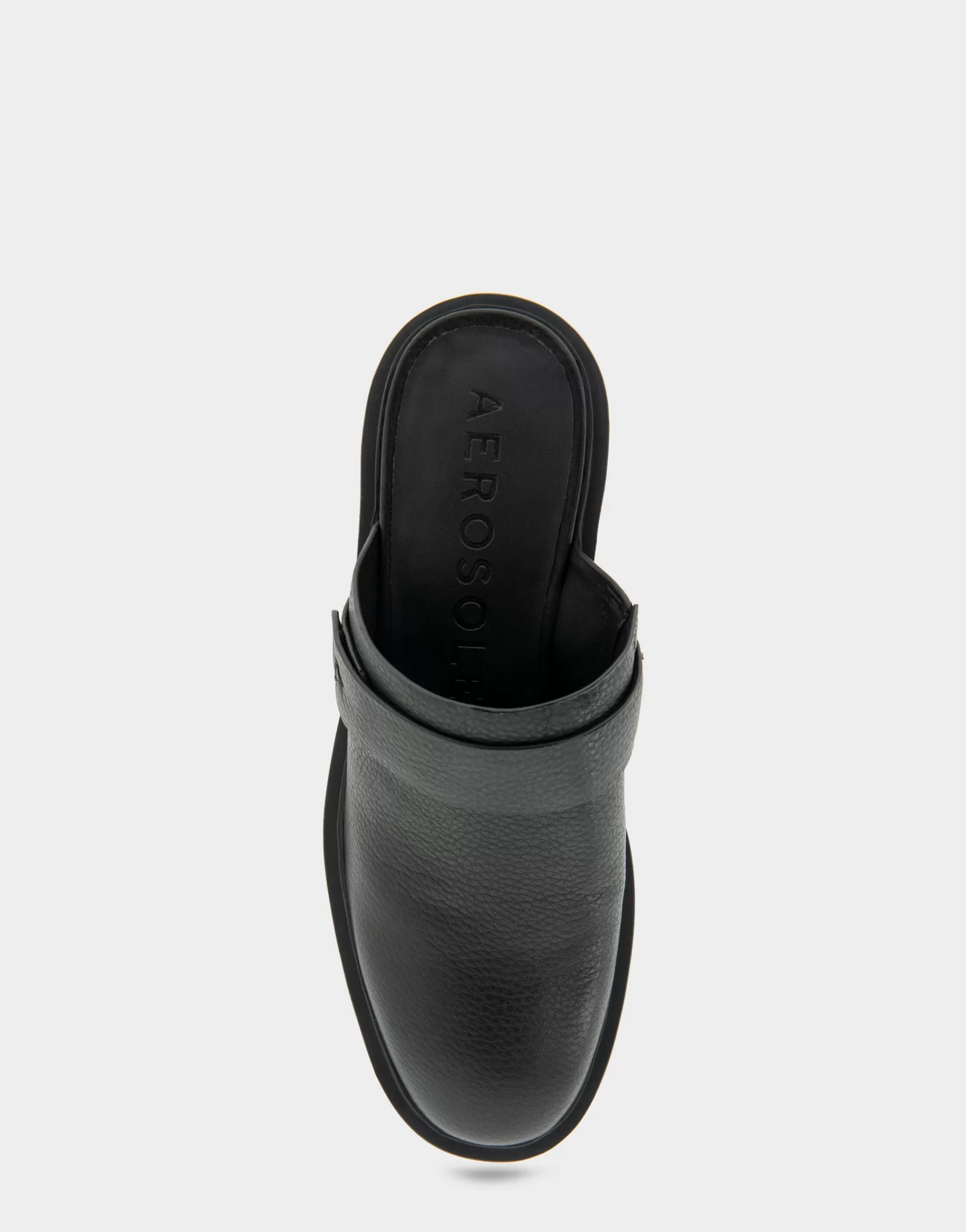 Aerosoles Clogs & Mules*Comfortable Women's Molded Block Heel Mule in Black Pebbled Leather