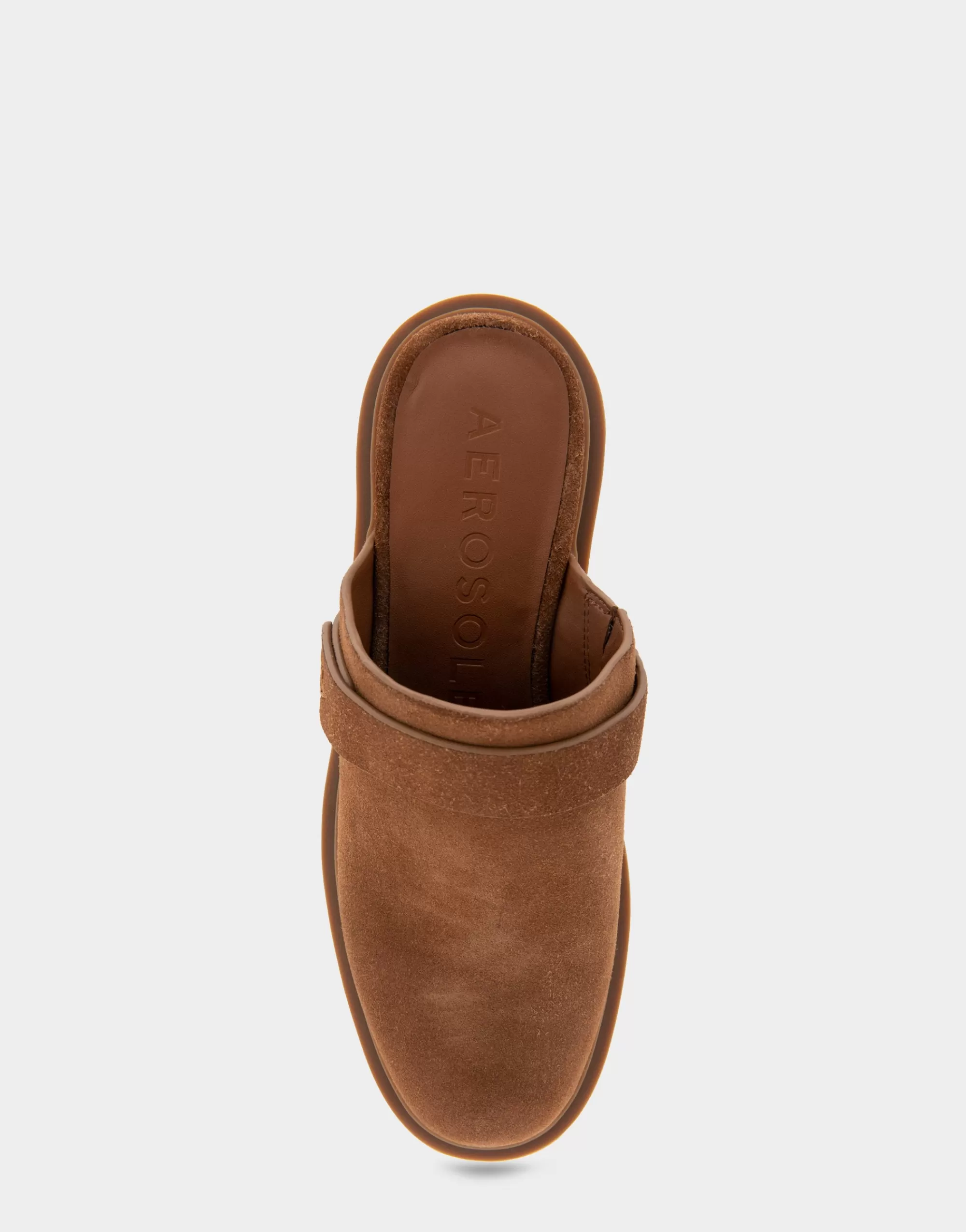 Aerosoles Clogs & Mules*Comfortable Women's Molded Block Heel Mule in Tobacco Suede