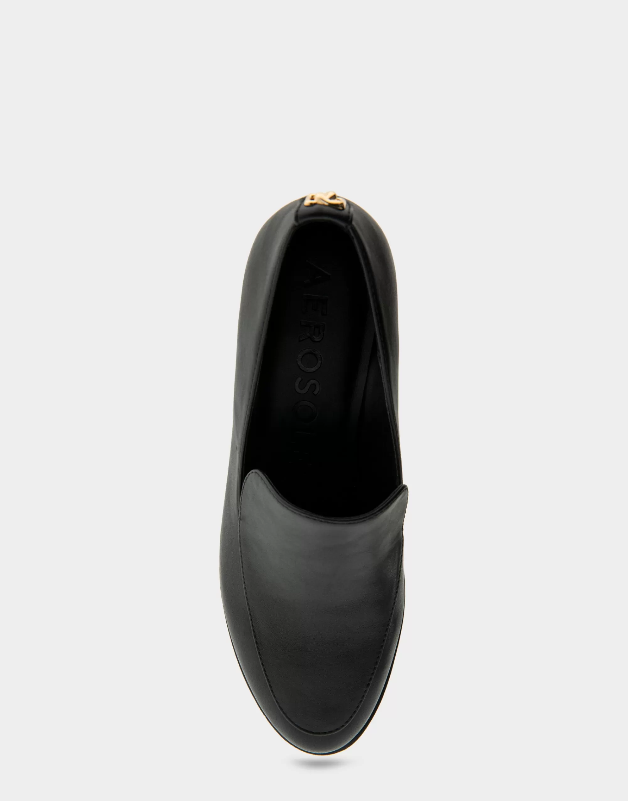 Aerosoles Wedges | Loafers*Comfortable Women's Molded Crepe Textured Wedge Loafer in Black Faux Leather