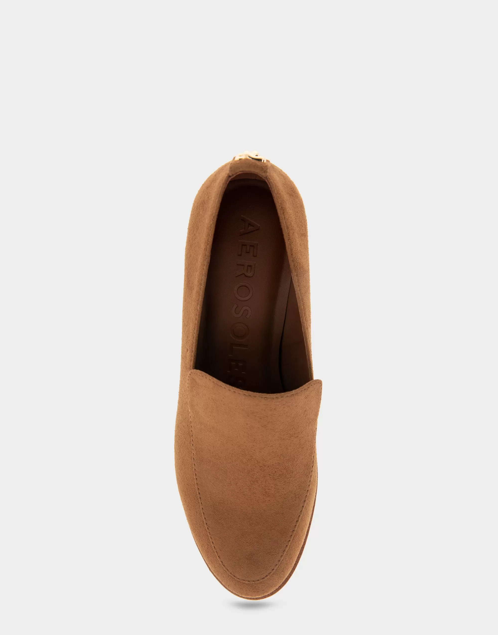 Aerosoles Wedges | Loafers*Comfortable Women's Molded Crepe Textured Wedge Loafer in Tobacco Faux Suede