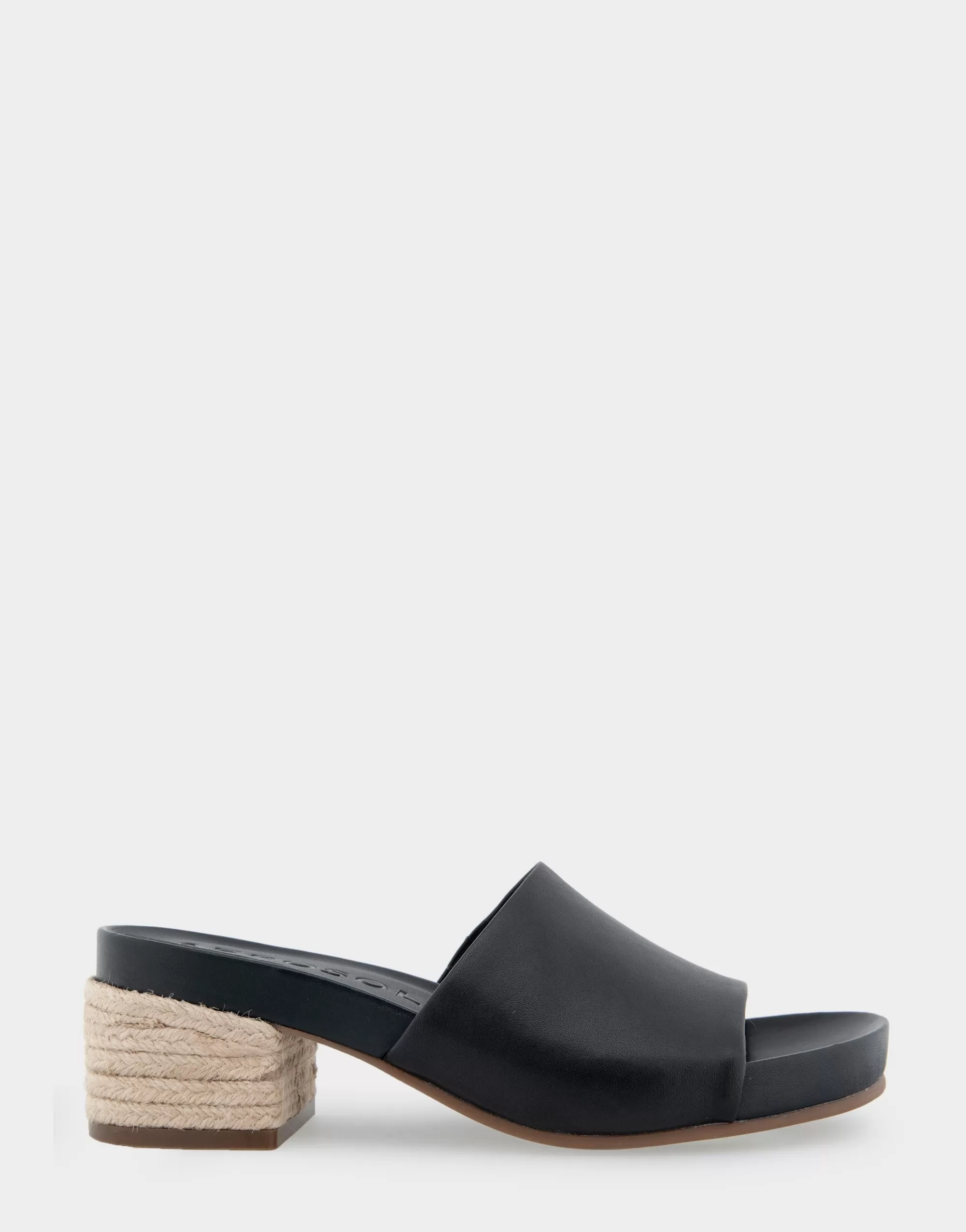 Aerosoles Slides*Comfortable Women's Molded Footbed Low Block Heel Slide in Black Leather
