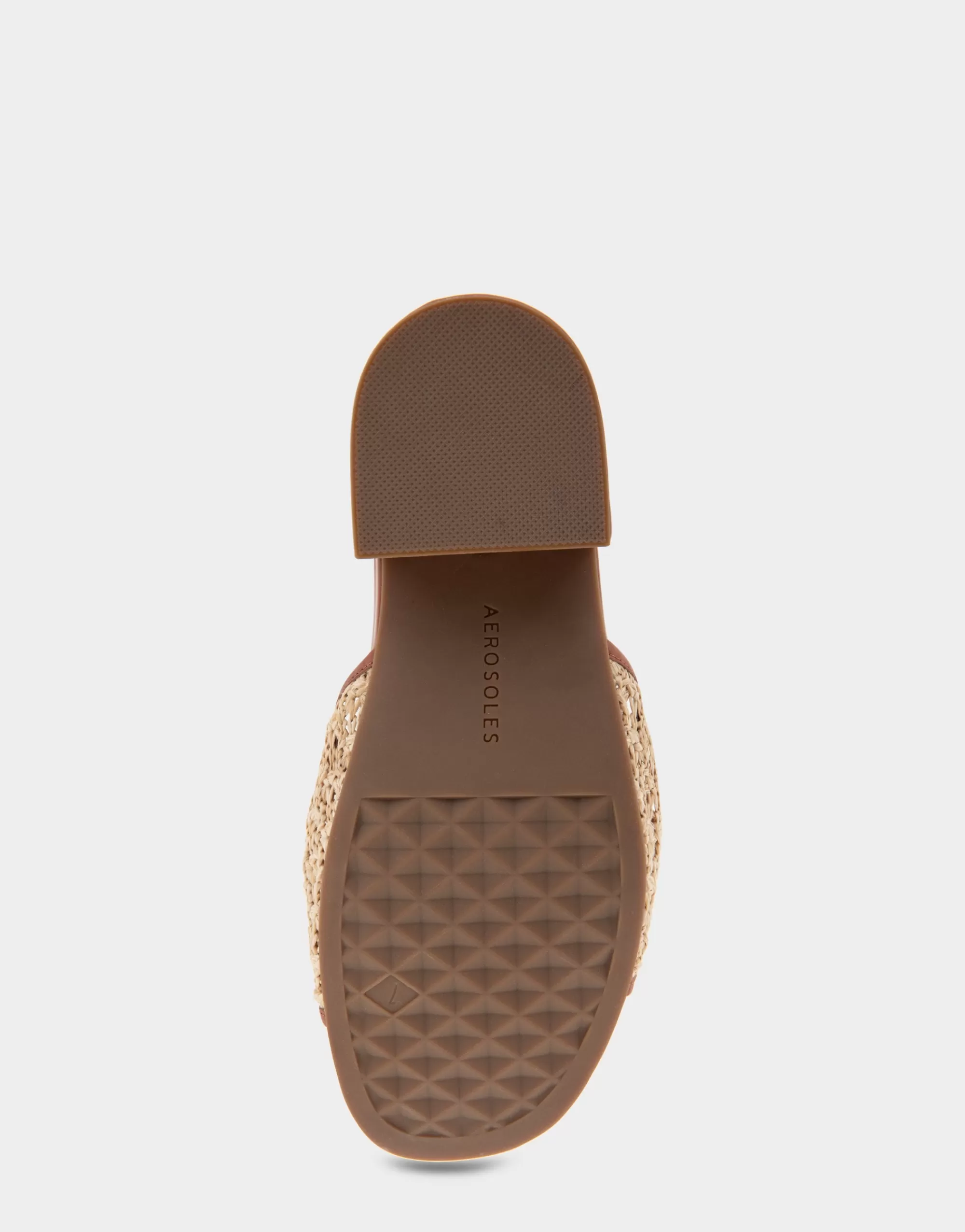 Aerosoles Slides*Comfortable Women's Molded Footbed Low Block Heel Slide in Natural Raffia Combo Raffia Fabric