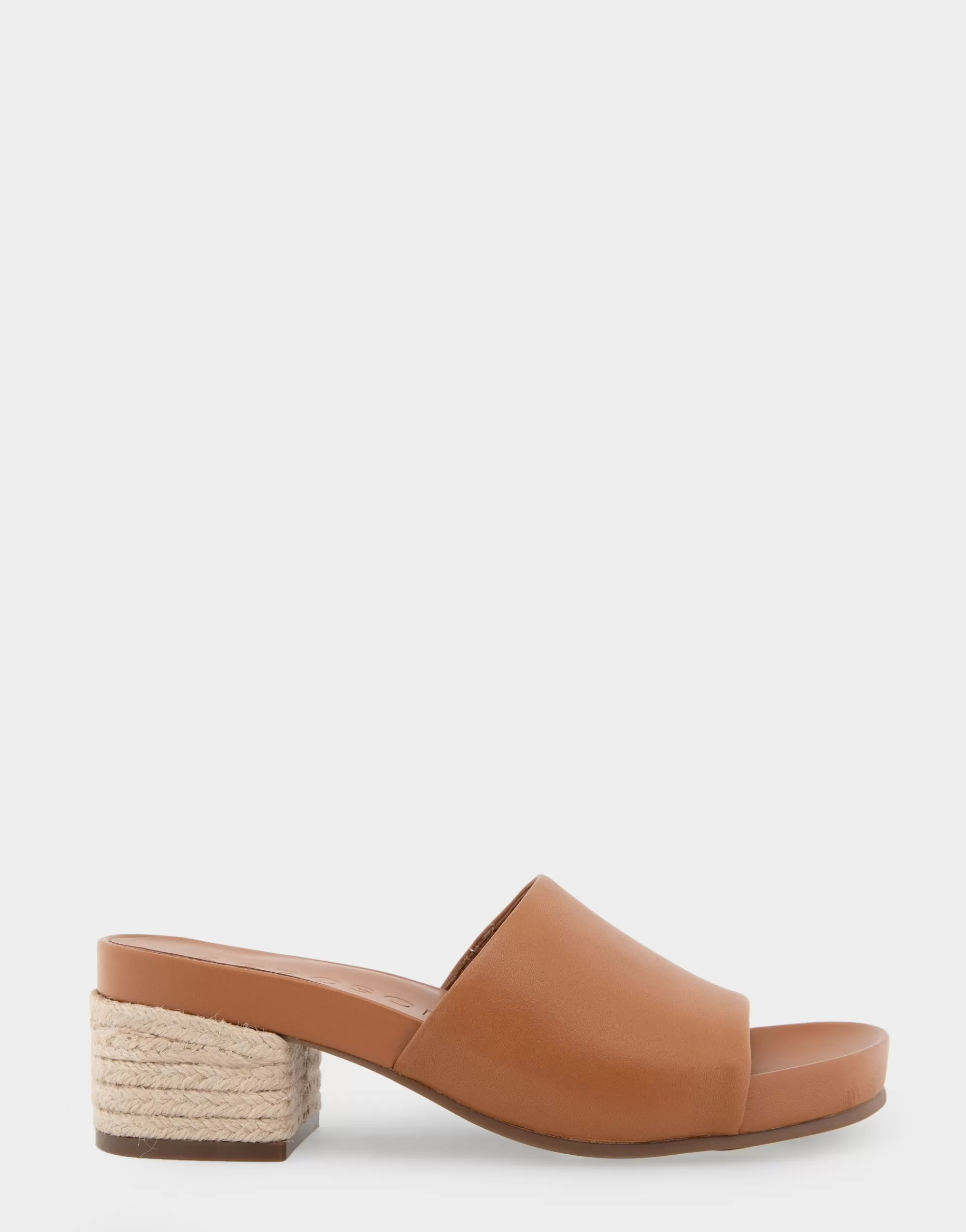 Aerosoles Slides*Comfortable Women's Molded Footbed Low Block Heel Slide in Tan Leather