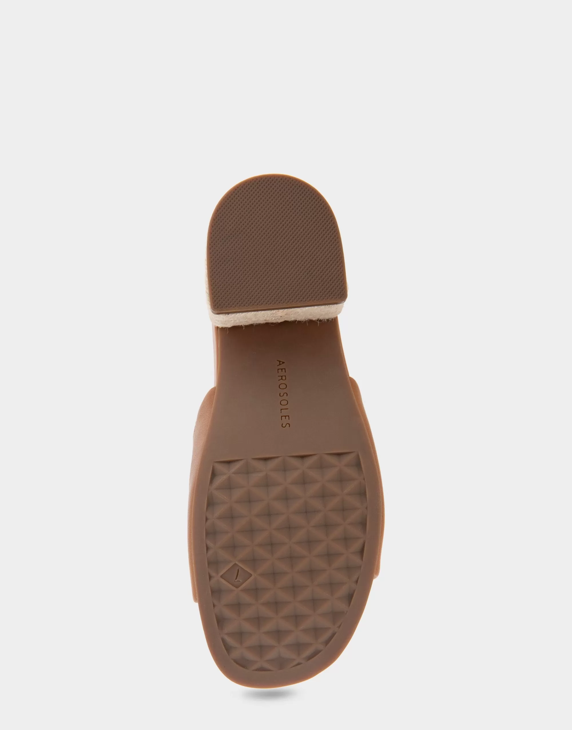 Aerosoles Slides*Comfortable Women's Molded Footbed Low Block Heel Slide in Tan Leather