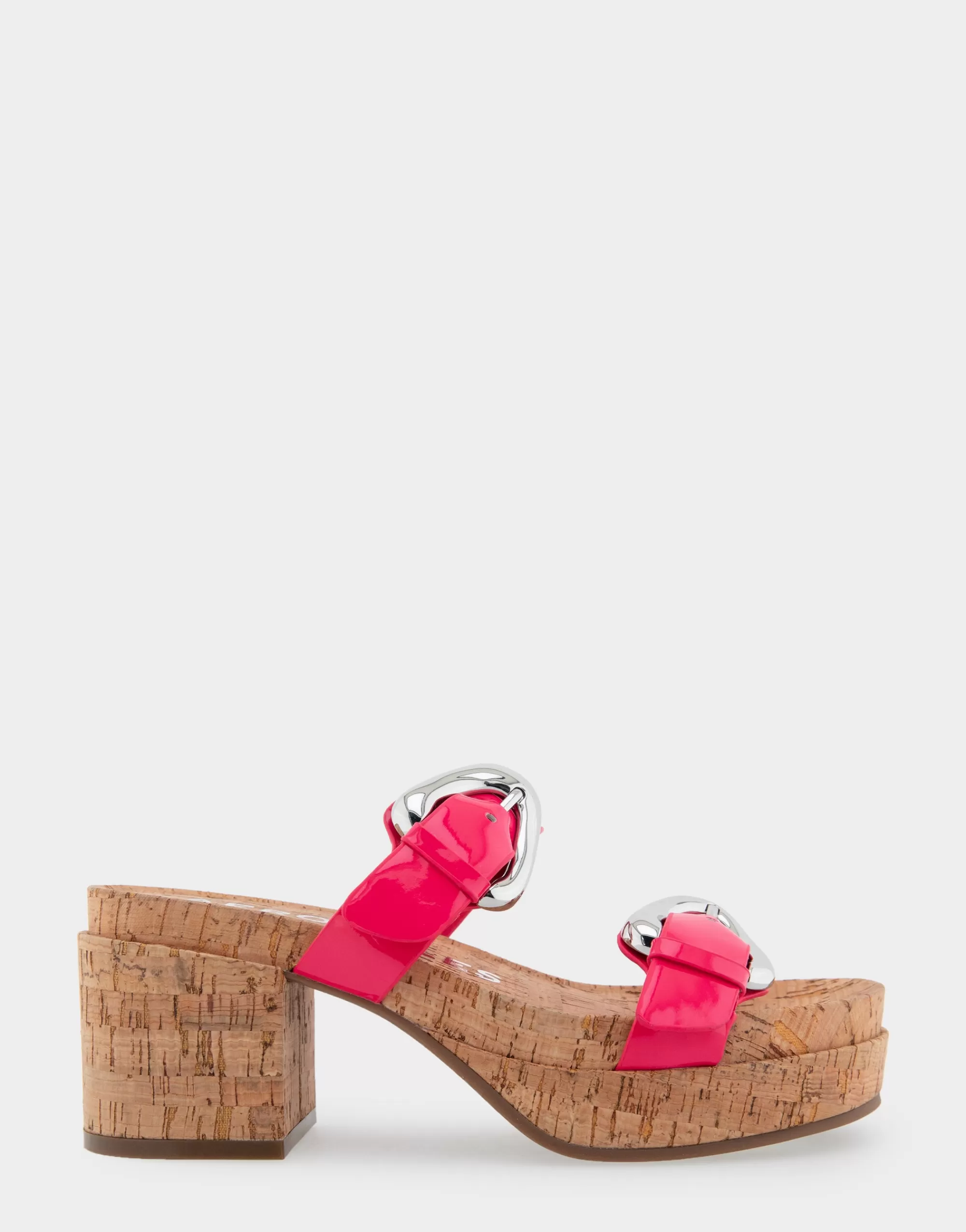 Aerosoles Platforms | Platforms*Comfortable Women's Molded Footbed Platform Slide Sandal in Virtual Pink Patent Faux Leather