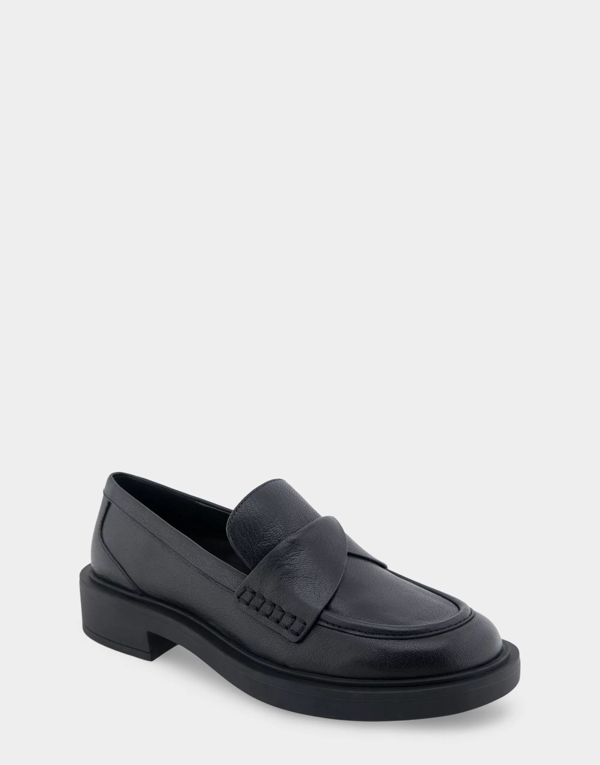 Aerosoles Wide Width Flats | Loafers*Comfortable Women's Molded Unit Loafer With Twisted Keeper in Black Waxy Leather Leather