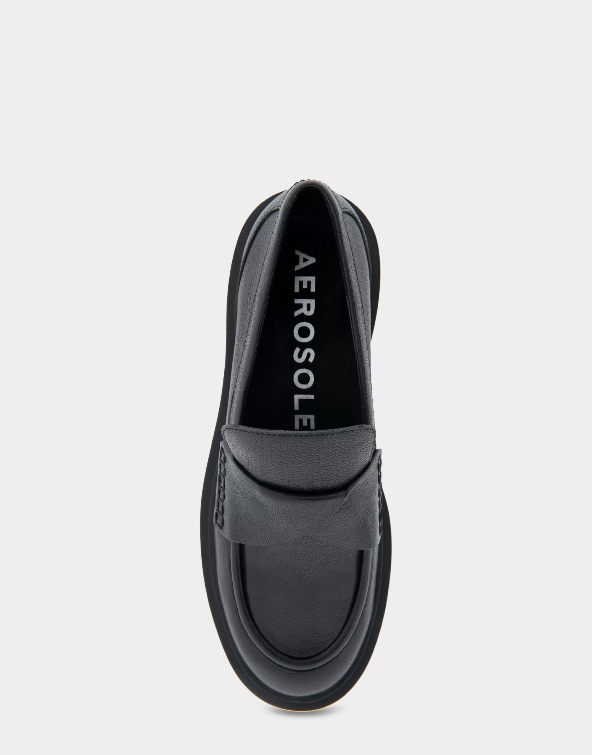 Aerosoles Wide Width Flats | Loafers*Comfortable Women's Molded Unit Loafer With Twisted Keeper in Black Waxy Leather Leather