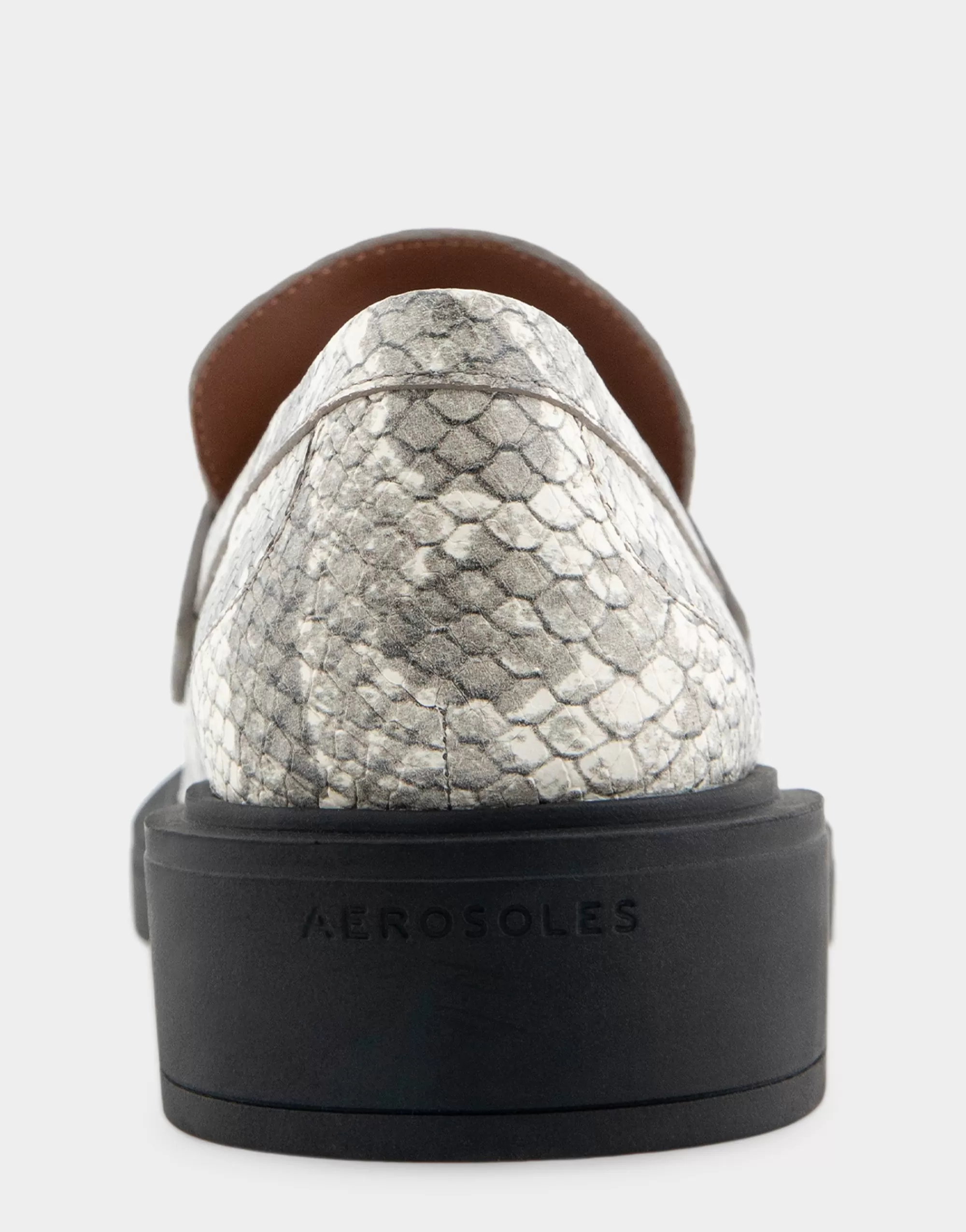 Aerosoles Wide Width Flats | Loafers*Comfortable Women's Molded Unit Loafer With Twisted Keeper in Roccia Snake Print Embossed Leather Leather