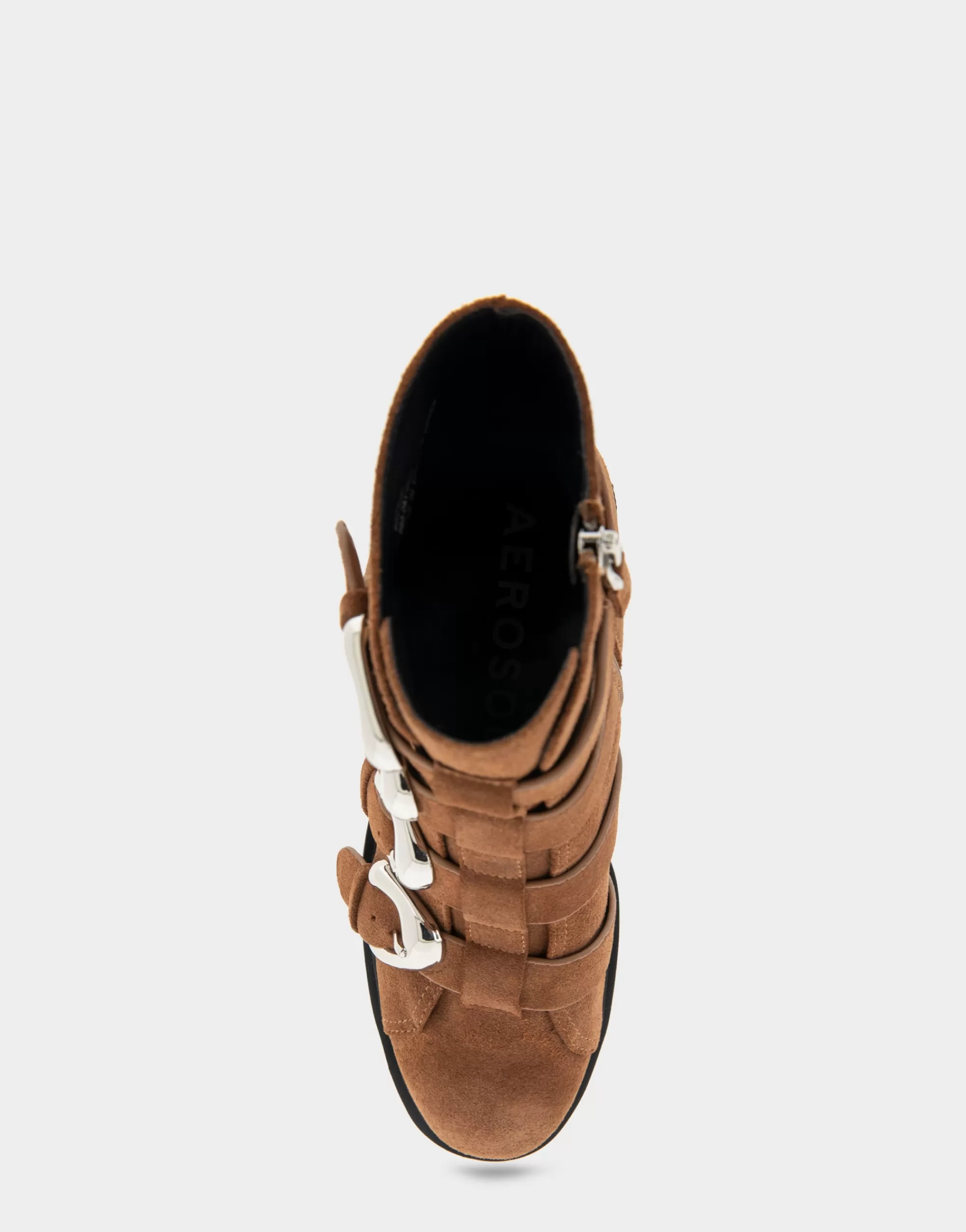 Aerosoles Heeled Boots | Ankle Boots*Comfortable Women's Multi Buckle Biker Bootie in Tobacco Suede