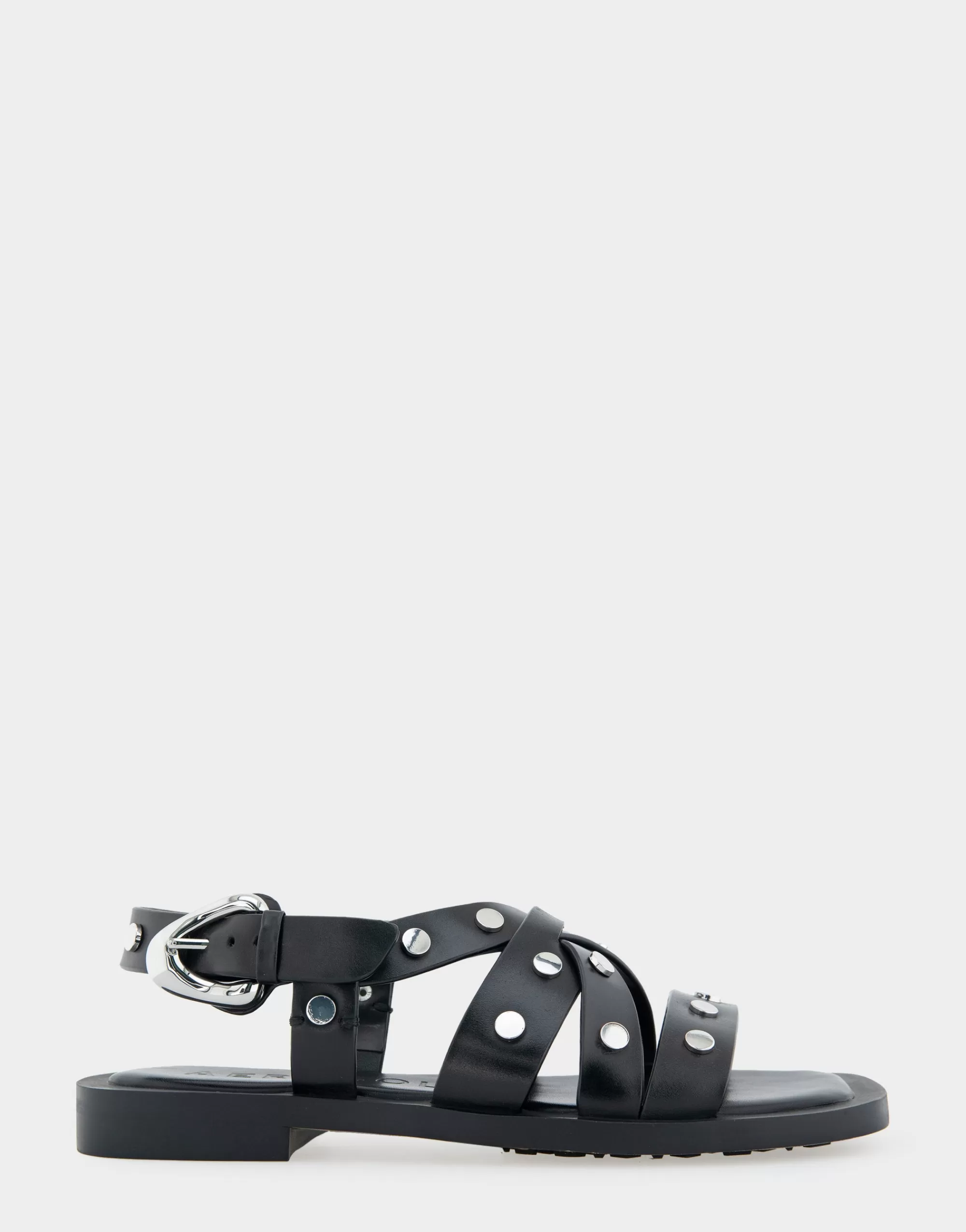 Aerosoles Flats*Comfortable Women's Multi Strap Flat Sandal in Black Leather