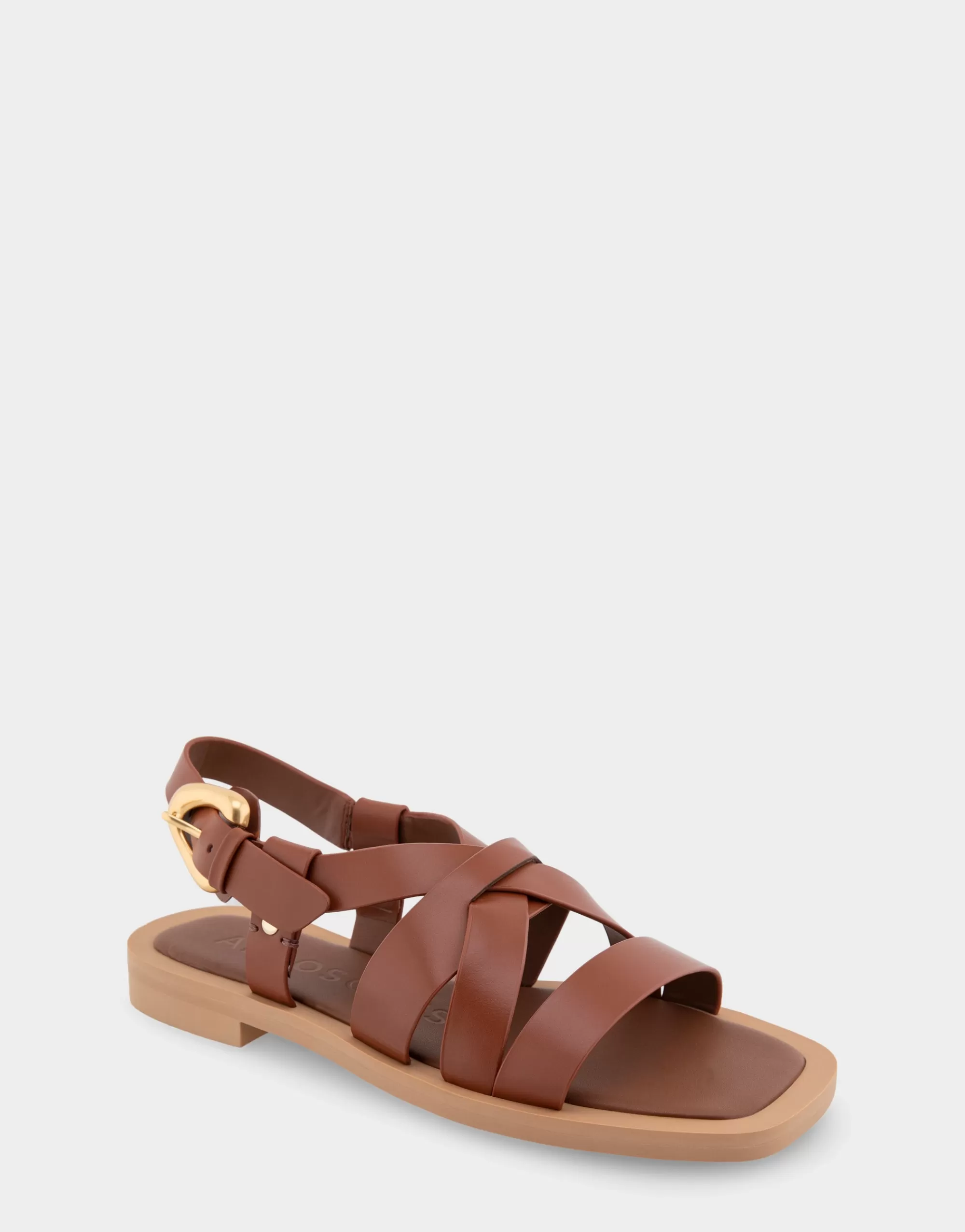 Aerosoles Flats*Comfortable Women's Multi Strap Flat Sandal in Gingerbread Leather