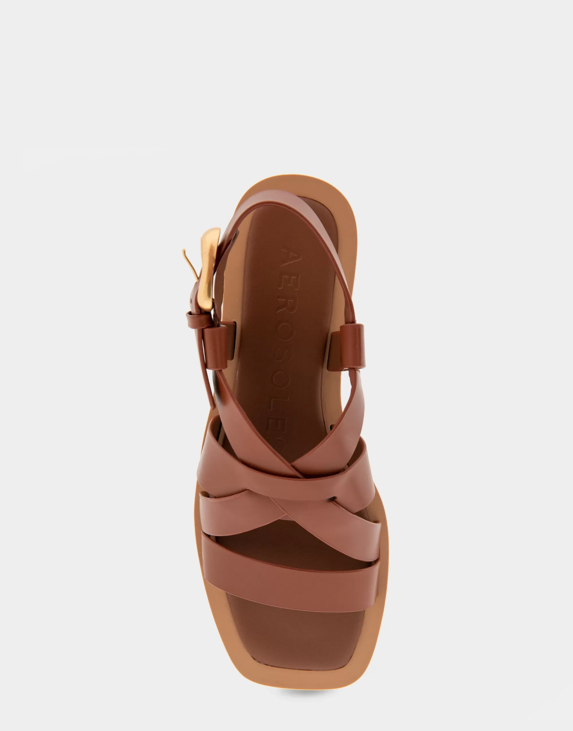 Aerosoles Flats*Comfortable Women's Multi Strap Flat Sandal in Gingerbread Leather