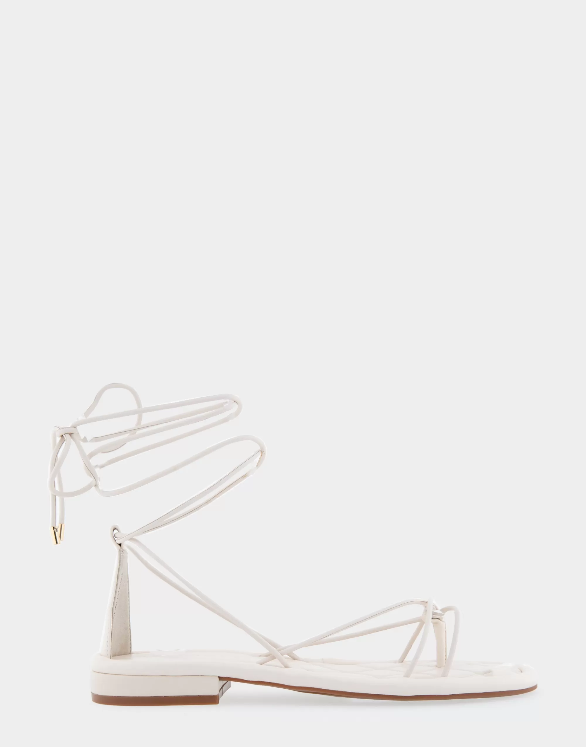 Aerosoles Flats*Comfortable Women's Multi Strap Lace Up Sandal in Eggnog Faux Leather