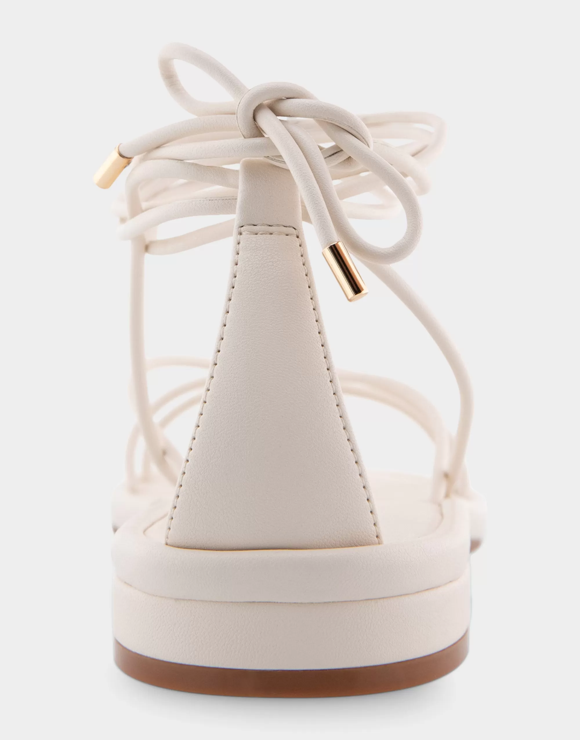 Aerosoles Flats*Comfortable Women's Multi Strap Lace Up Sandal in Eggnog Faux Leather