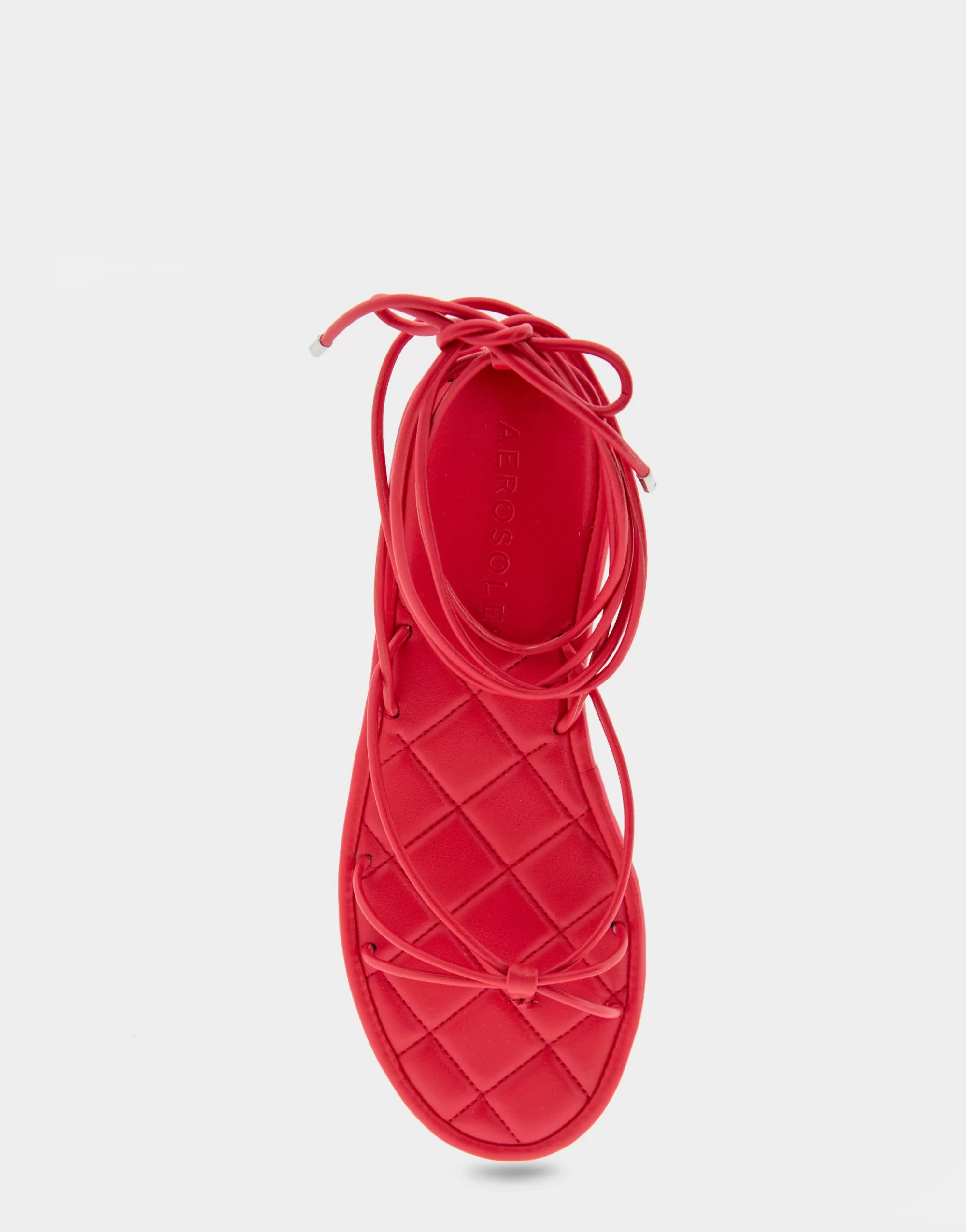 Aerosoles Flats*Comfortable Women's Multi Strap Lace Up Sandal in Red Faux Leather