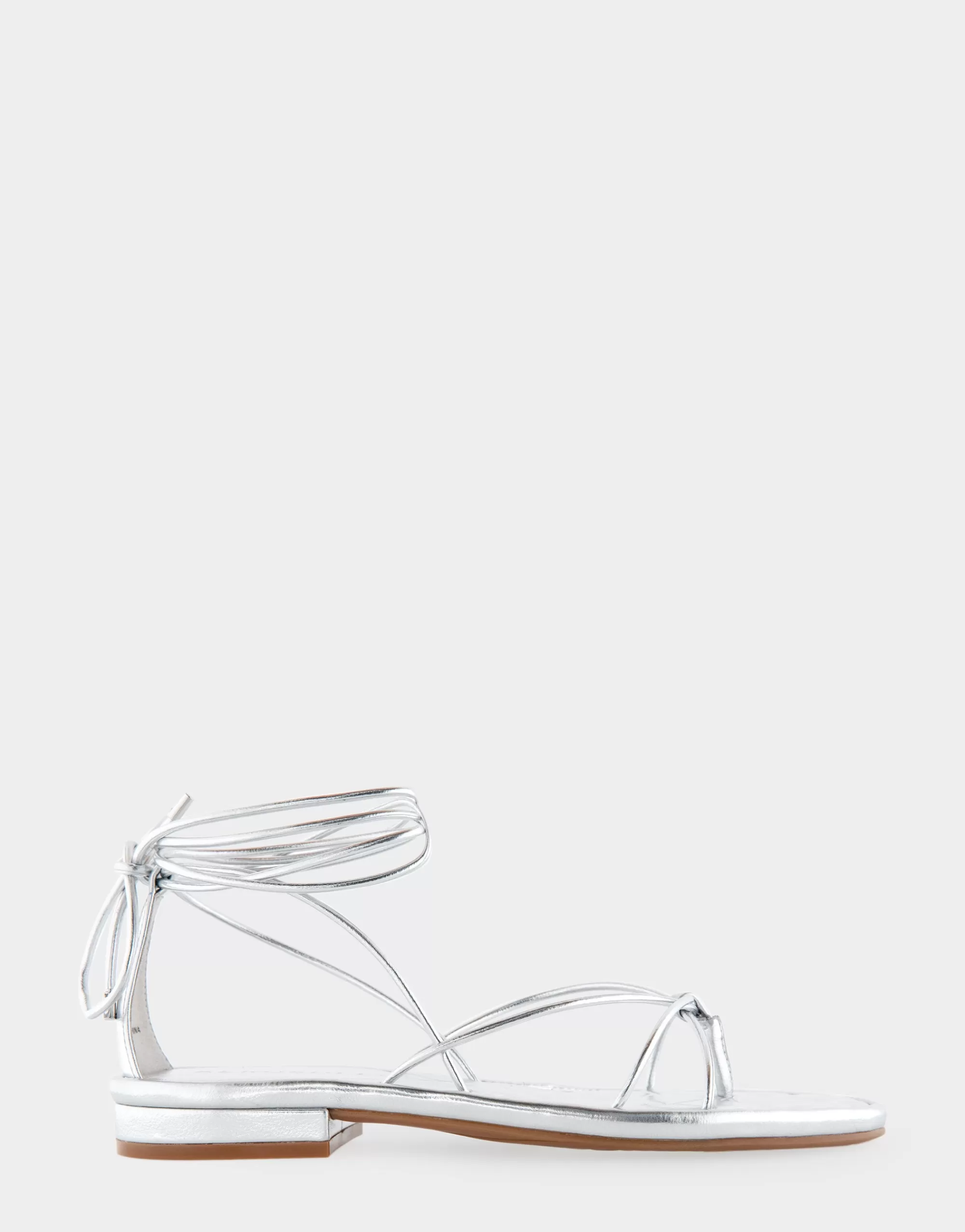 Aerosoles Flats*Comfortable Women's Multi Strap Lace Up Sandal in Silver Faux Leather