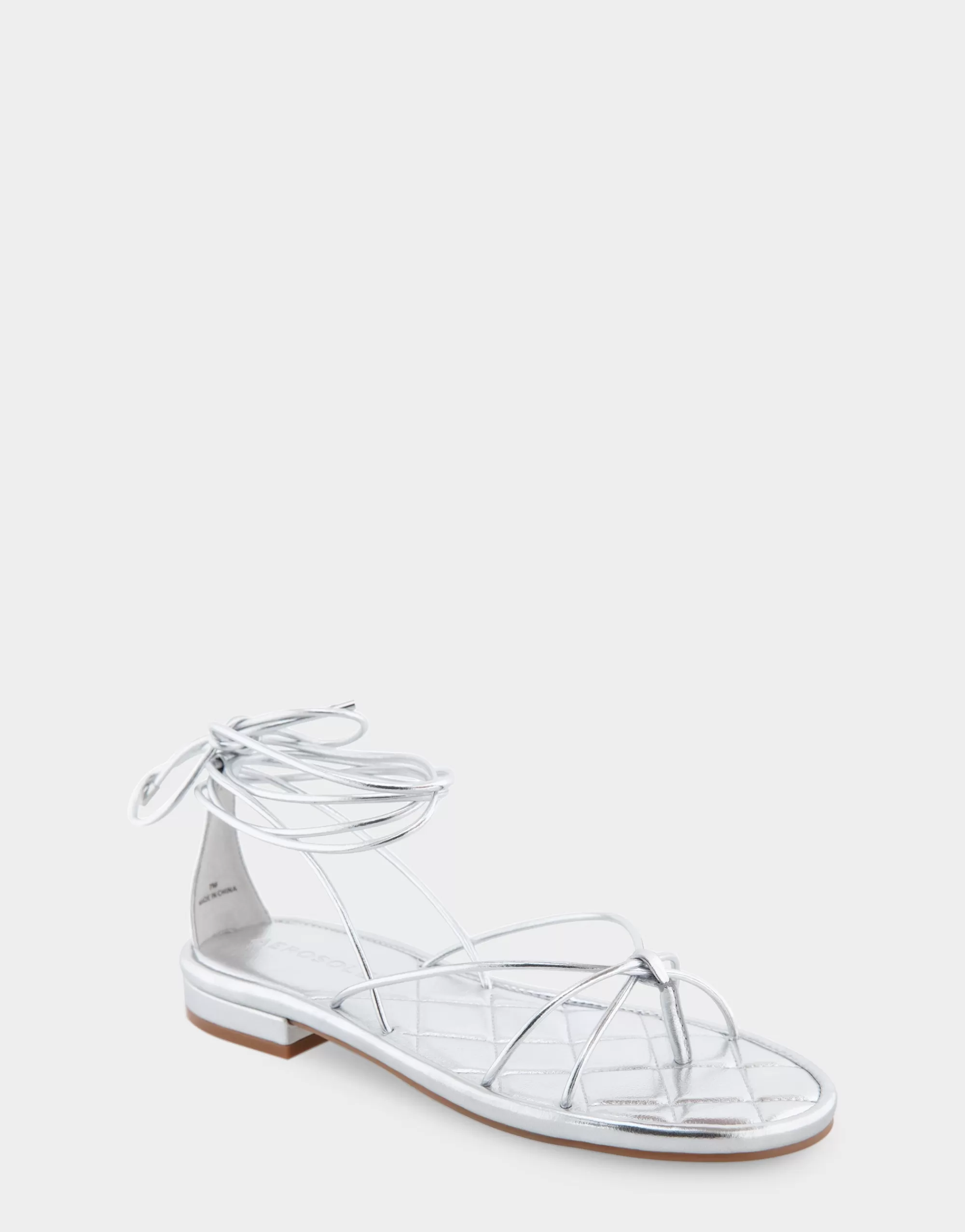 Aerosoles Flats*Comfortable Women's Multi Strap Lace Up Sandal in Silver Faux Leather