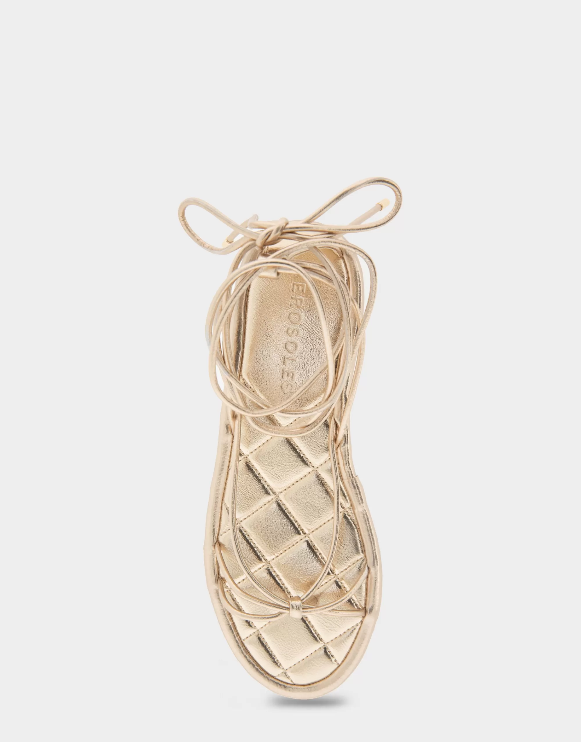 Aerosoles Flats*Comfortable Women's Multi Strap Lace Up Sandal in Soft Gold Faux Leather