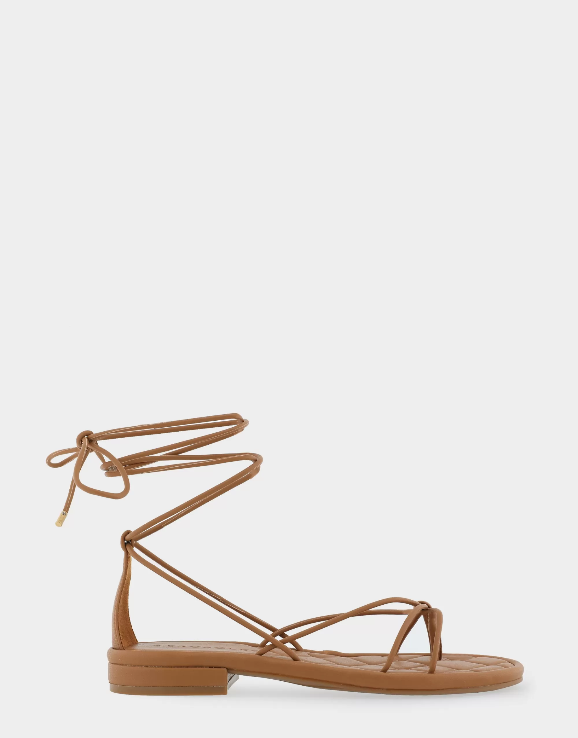 Aerosoles Flats*Comfortable Women's Multi Strap Lace Up Sandal in Tan Faux Leather