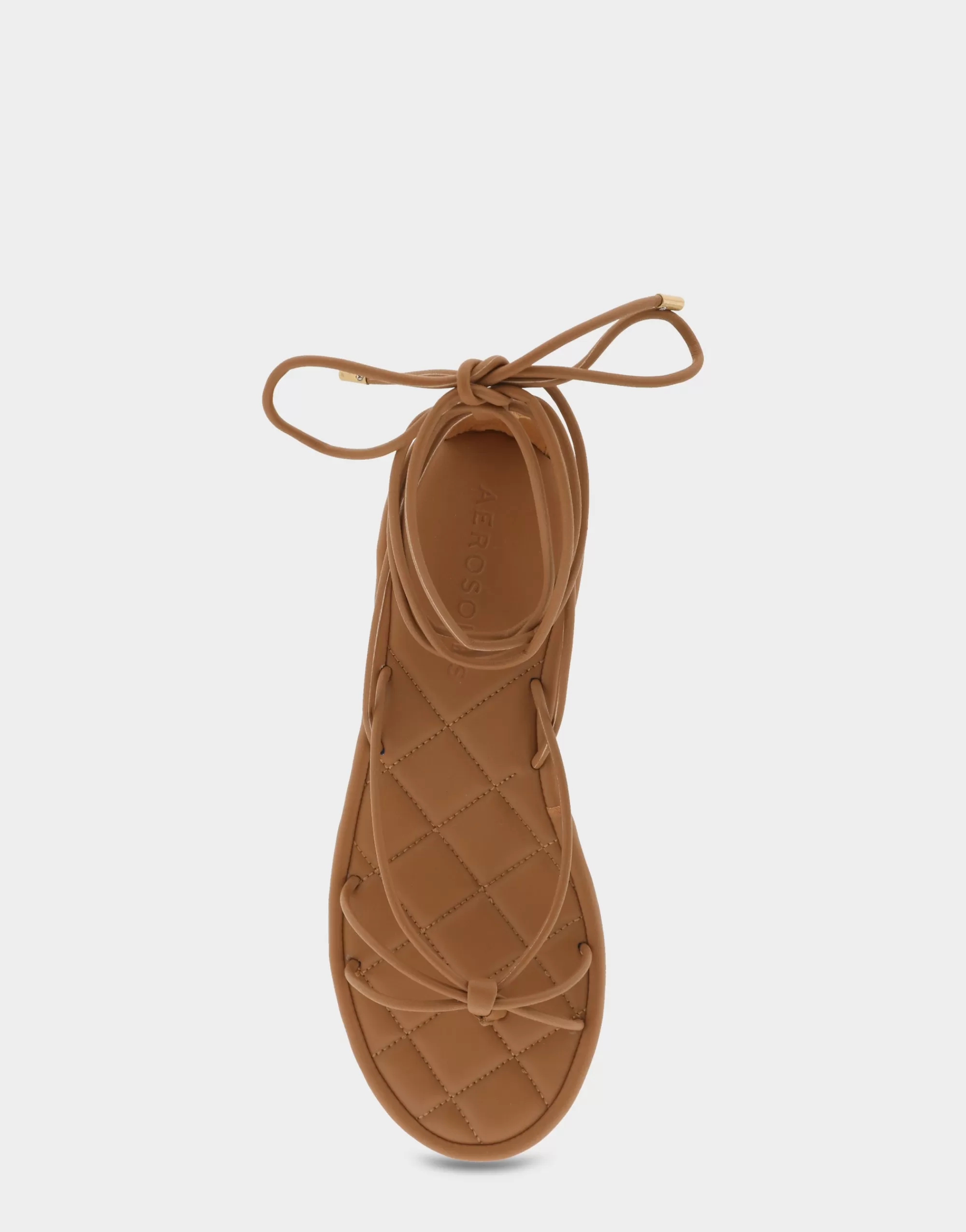 Aerosoles Flats*Comfortable Women's Multi Strap Lace Up Sandal in Tan Faux Leather