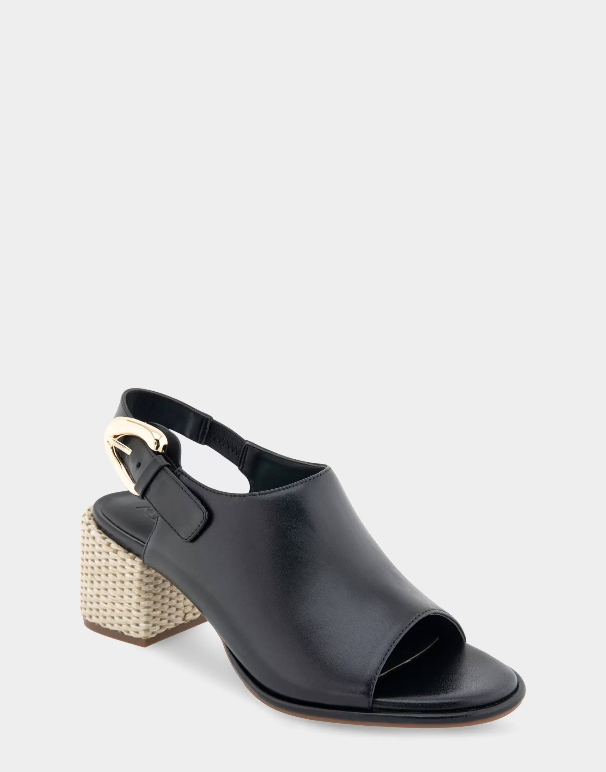 Aerosoles Dress*Comfortable Women's Open Toe Block Heel Shootie in Black Leather