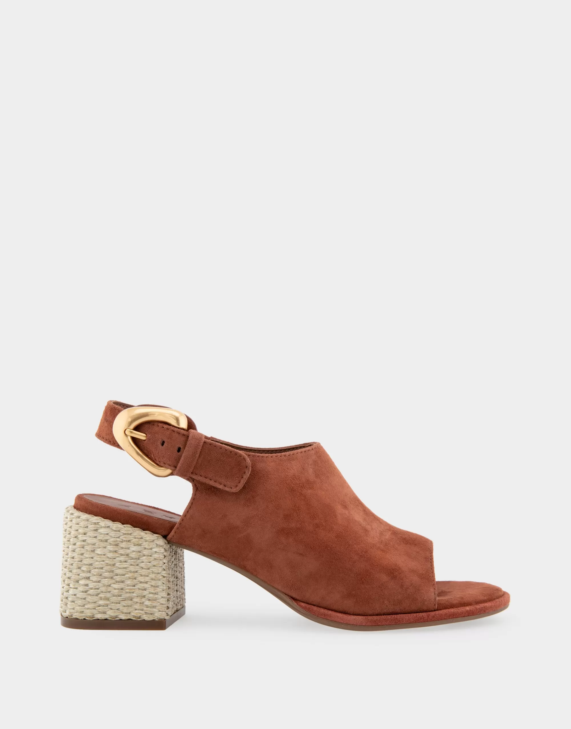 Aerosoles Dress*Comfortable Women's Open Toe Block Heel Shootie in Gingerbread Suede