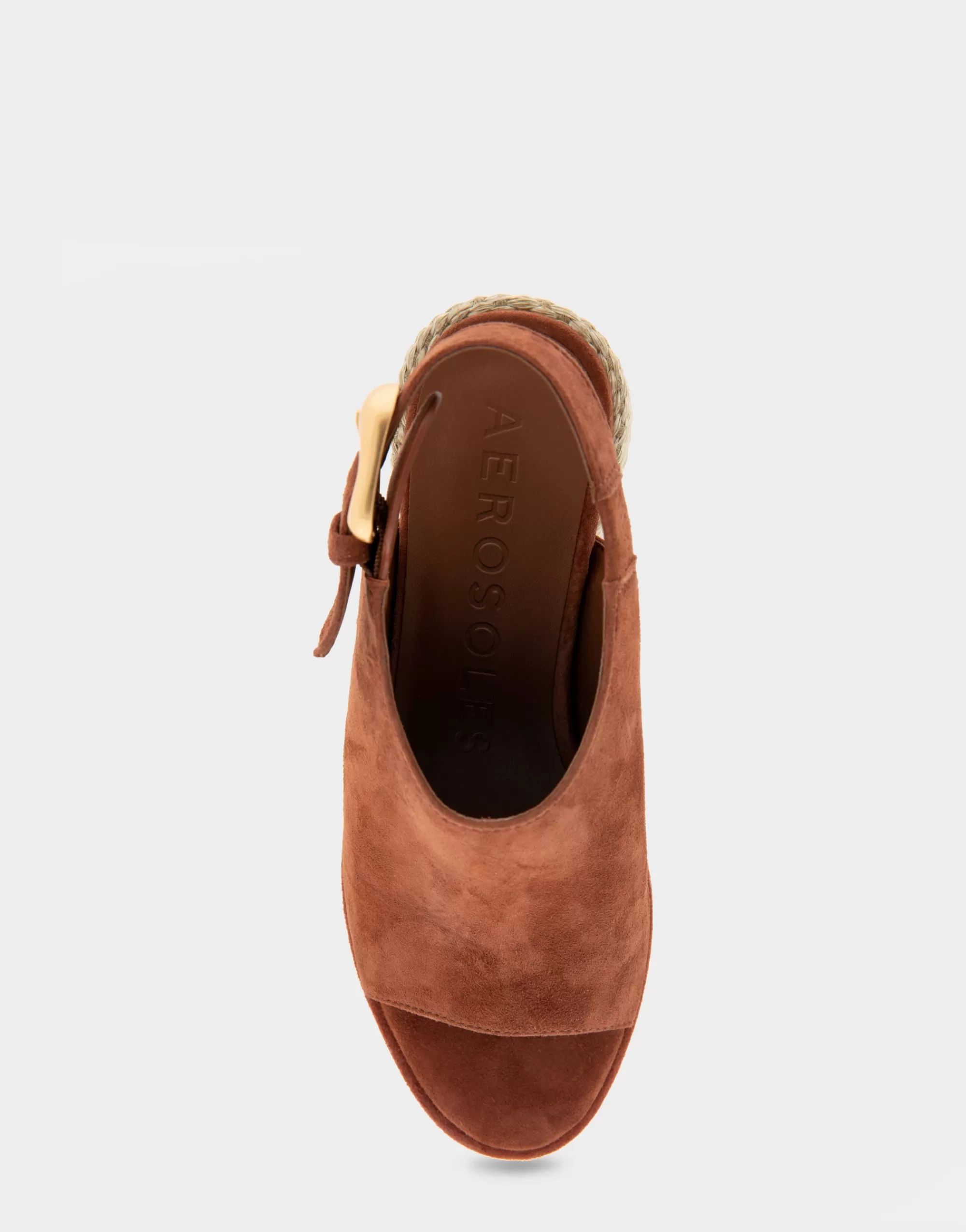 Aerosoles Dress*Comfortable Women's Open Toe Block Heel Shootie in Gingerbread Suede