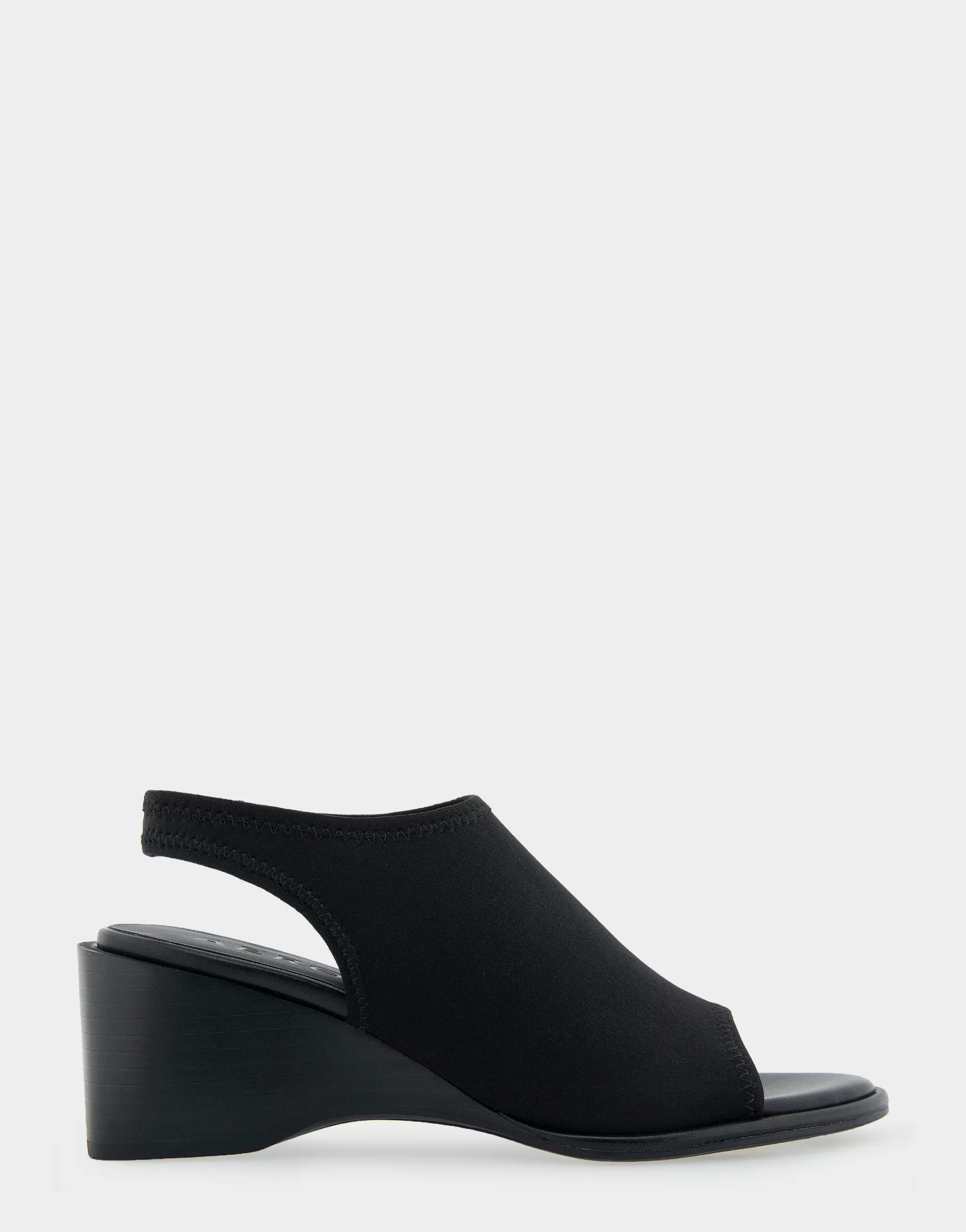 Aerosoles Dress | Wedges*Comfortable Women's Open Toe Stretch Wedge Shootie in Black Allover Stretch Gabardine Fabric