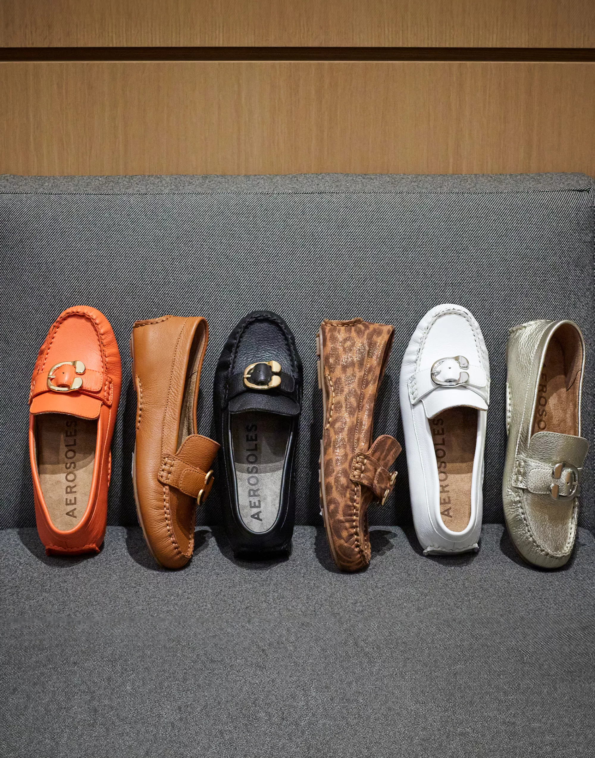 Aerosoles Wide Width Flats | Loafers*Comfortable Women's Ornamented Driver in Leopard Metallic Fabric Leather