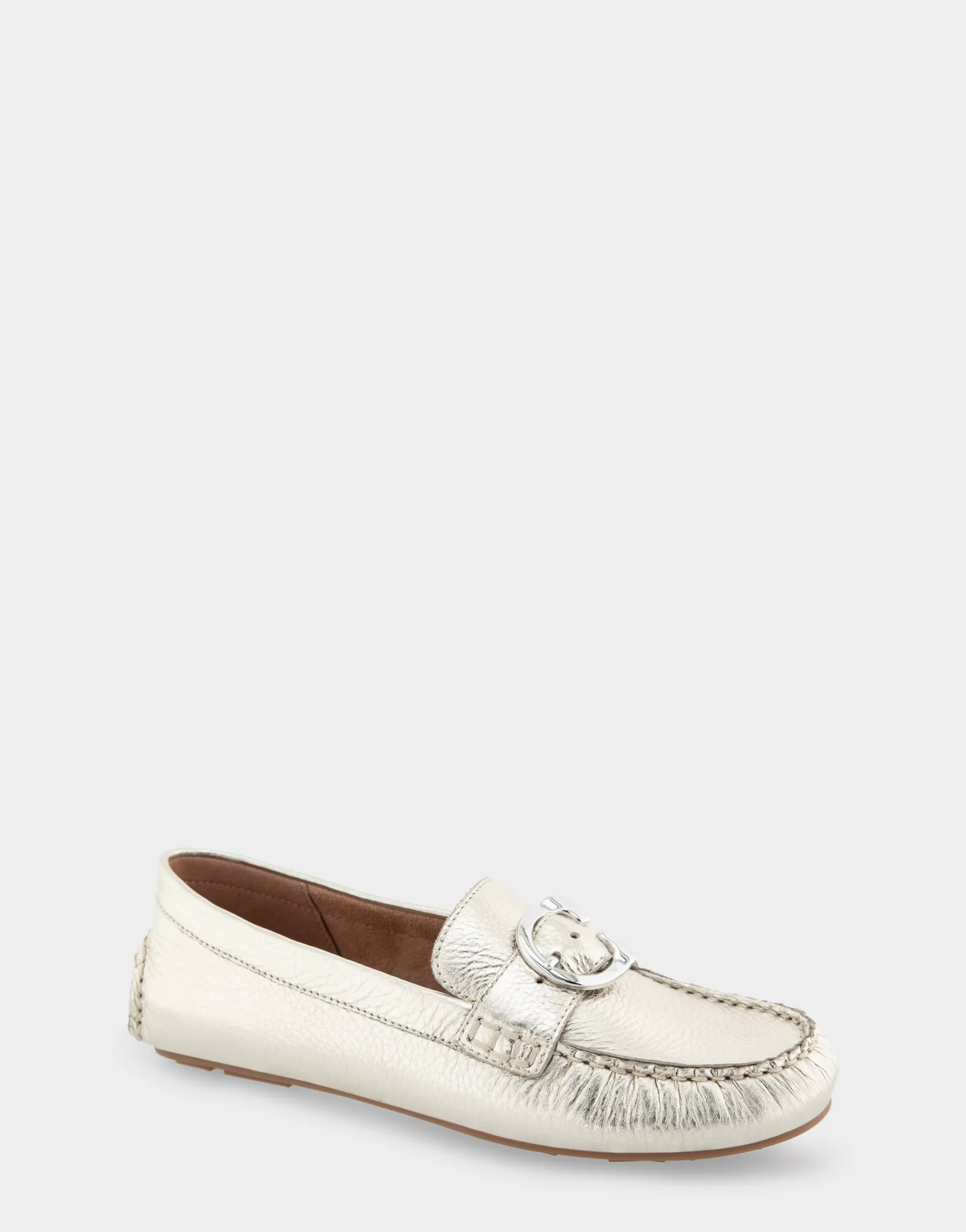 Aerosoles Wide Width Flats | Loafers*Comfortable Women's Ornamented Driver in Soft Gold Leather