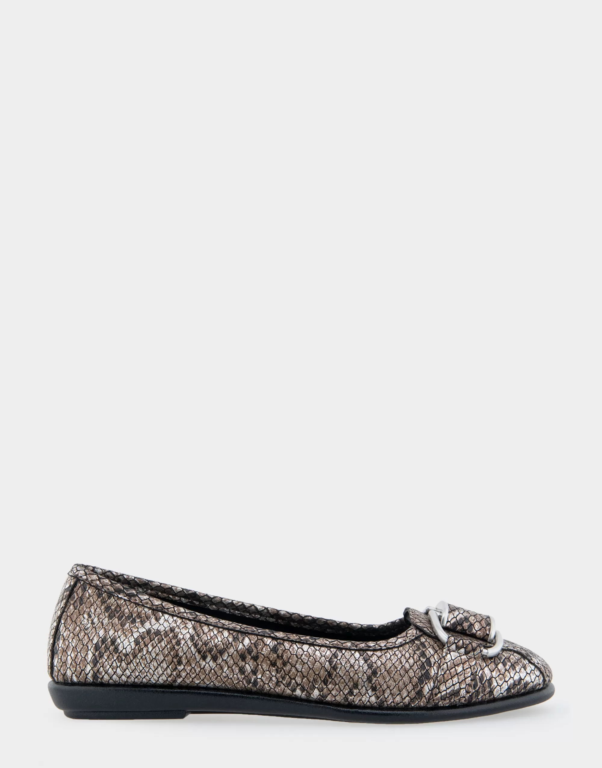 Aerosoles Wide Width Flats | Dress*Comfortable Women's Ornamented Flat in Antique Bronze Snake Print Faux Leather Snake Faux Leather