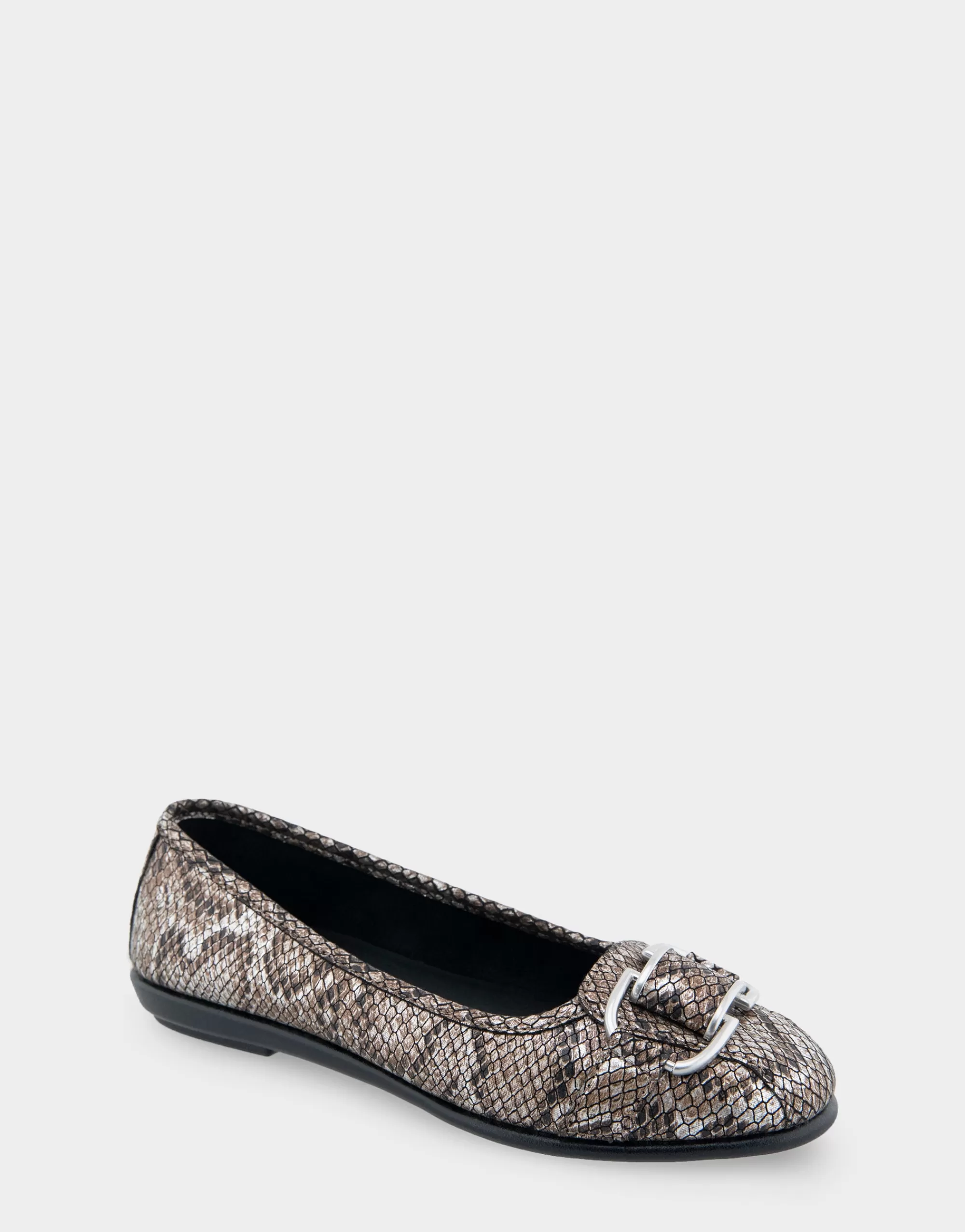 Aerosoles Wide Width Flats | Dress*Comfortable Women's Ornamented Flat in Antique Bronze Snake Print Faux Leather Snake Faux Leather
